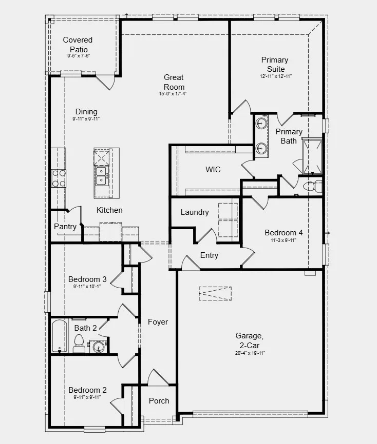 Floor Plan - Additional Highlights Include: GE laundry package, refrigerator, and whole house blinds