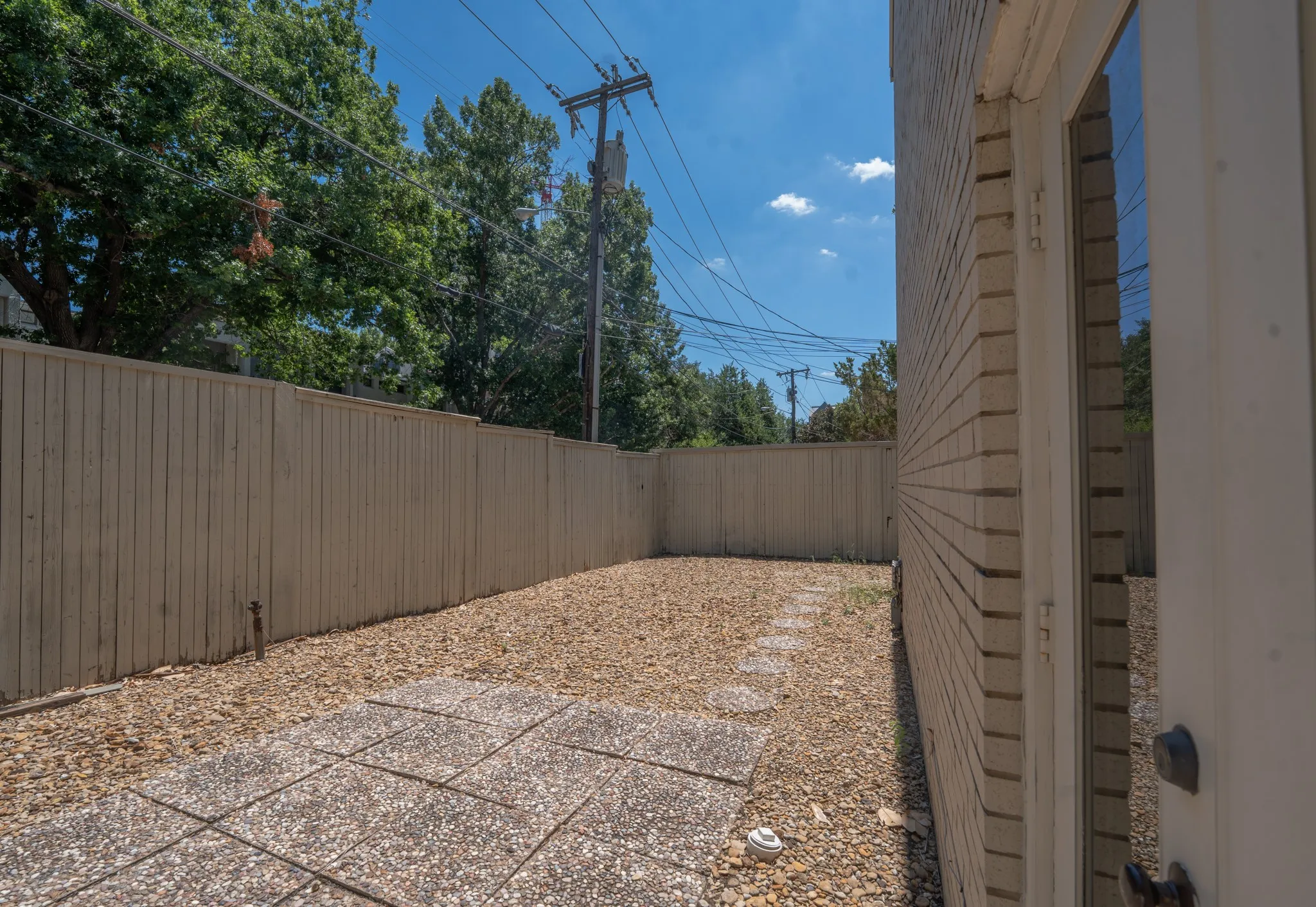 Large backyard with two patios