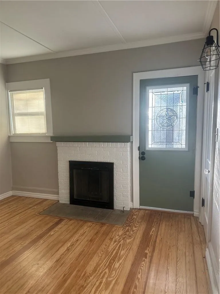 Wood -burning fireplace in living room