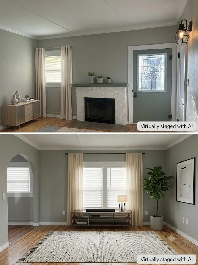 Virtually staged living room