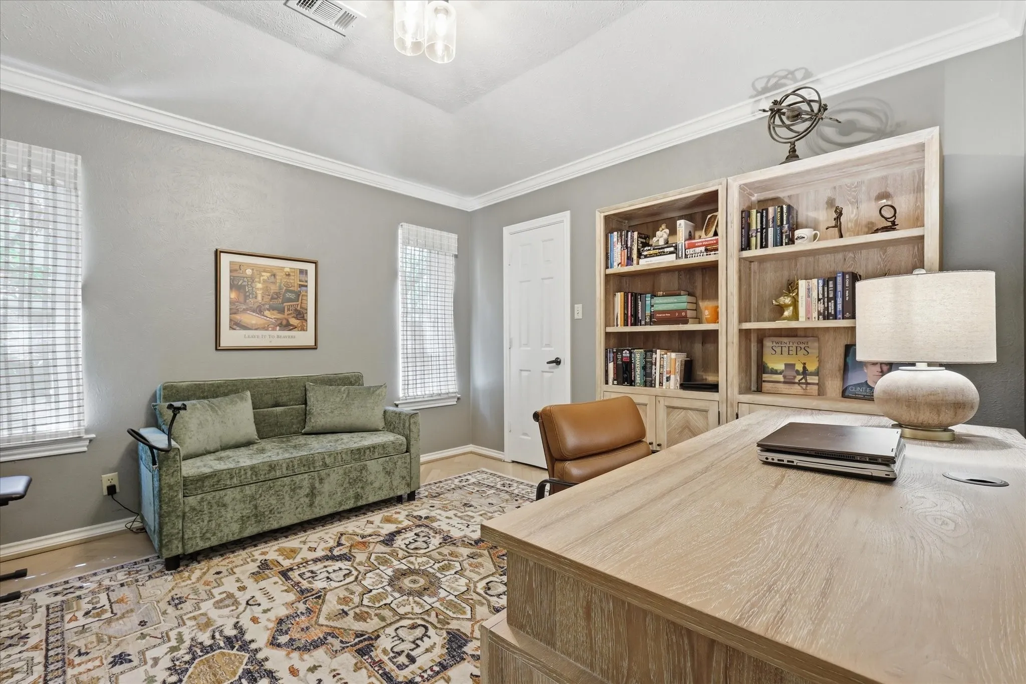 The third bedroom is being used as an office has a large walk in closet