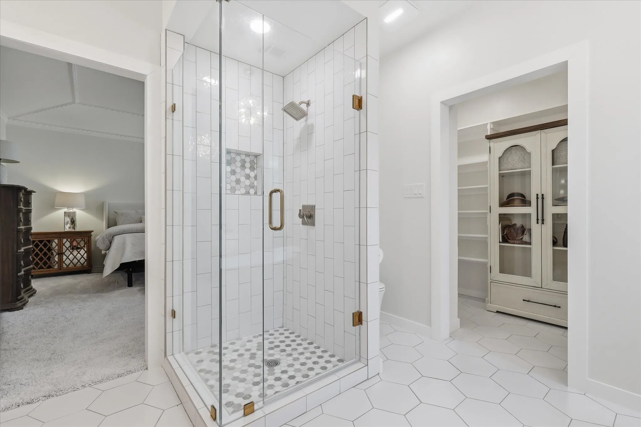 separate shower with a walk in closet!