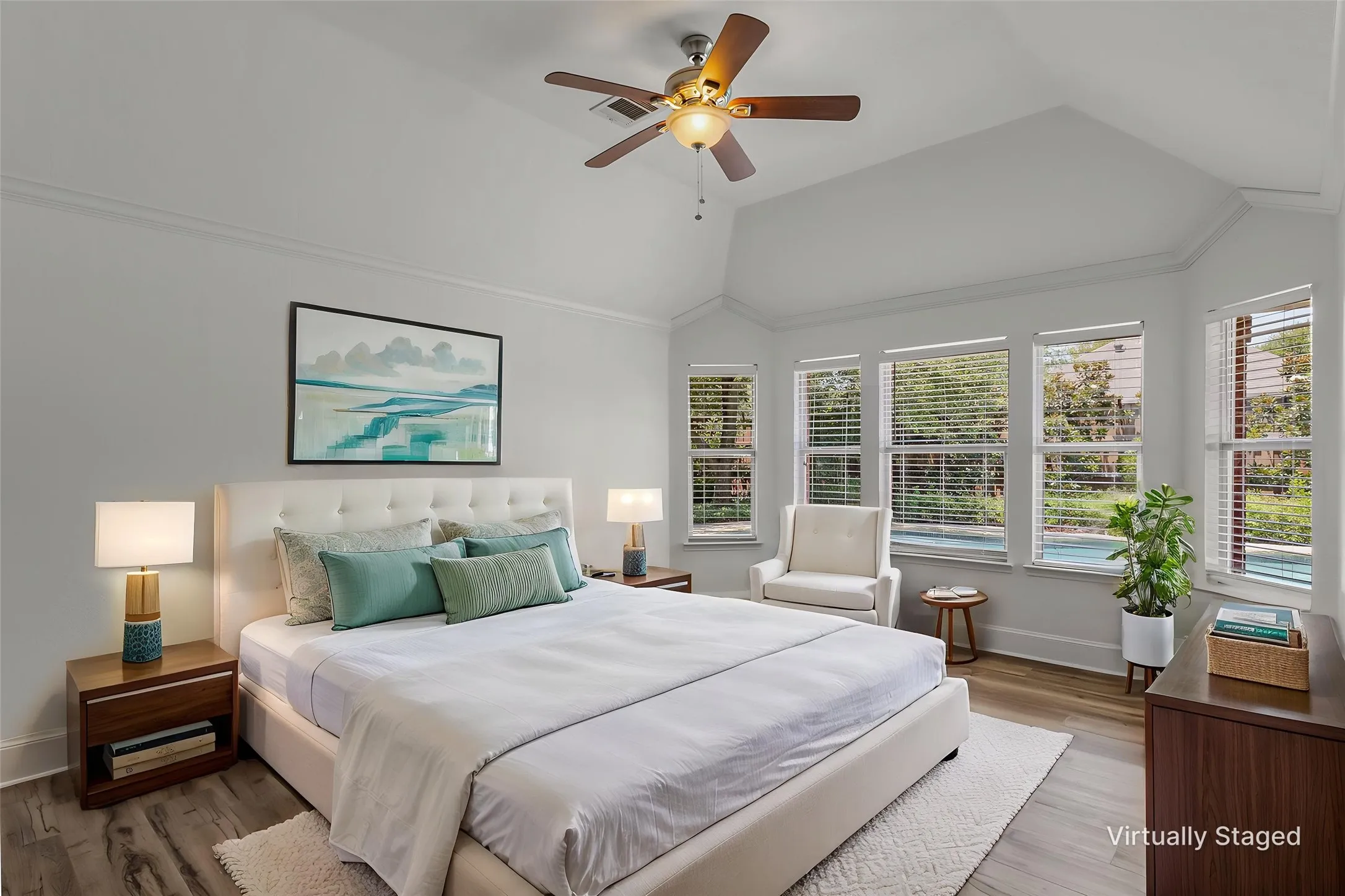 Primary bedroom virtually staged