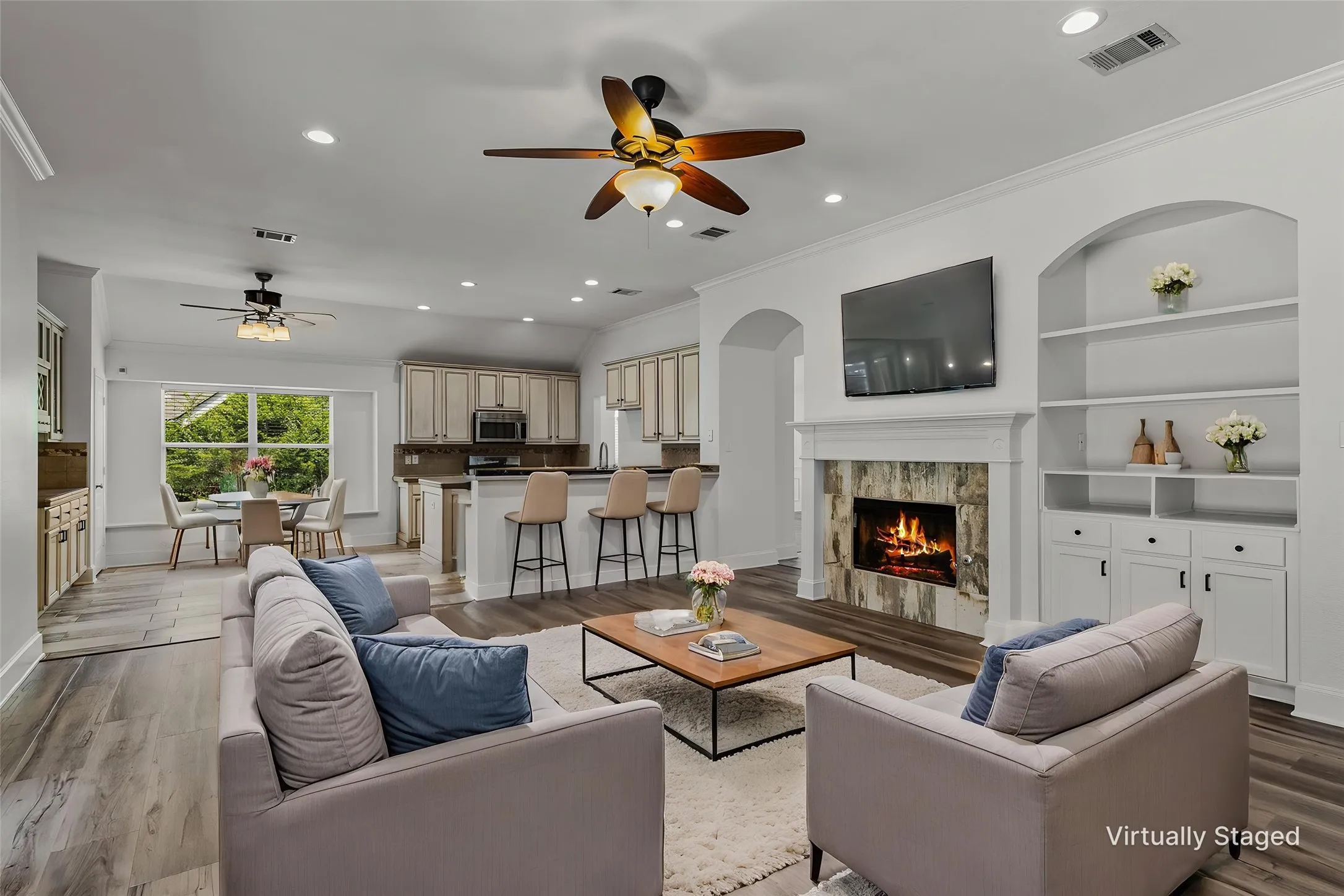 Living room virtually staged