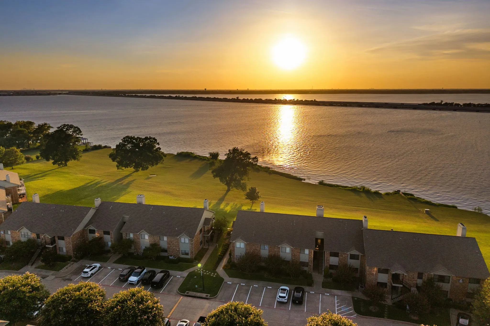 Expansive waterfront setting with direct lake access