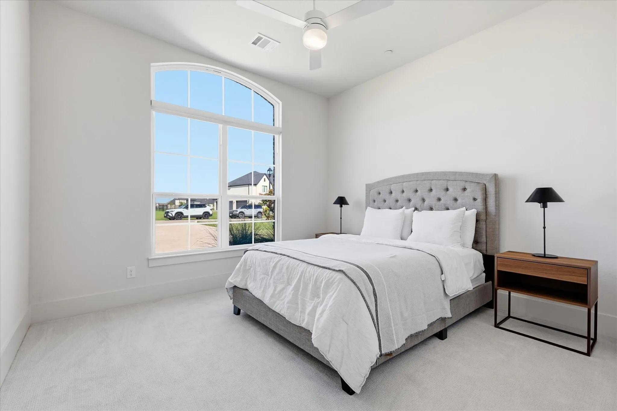 Guest bedroom with ensuite split from other bedrooms