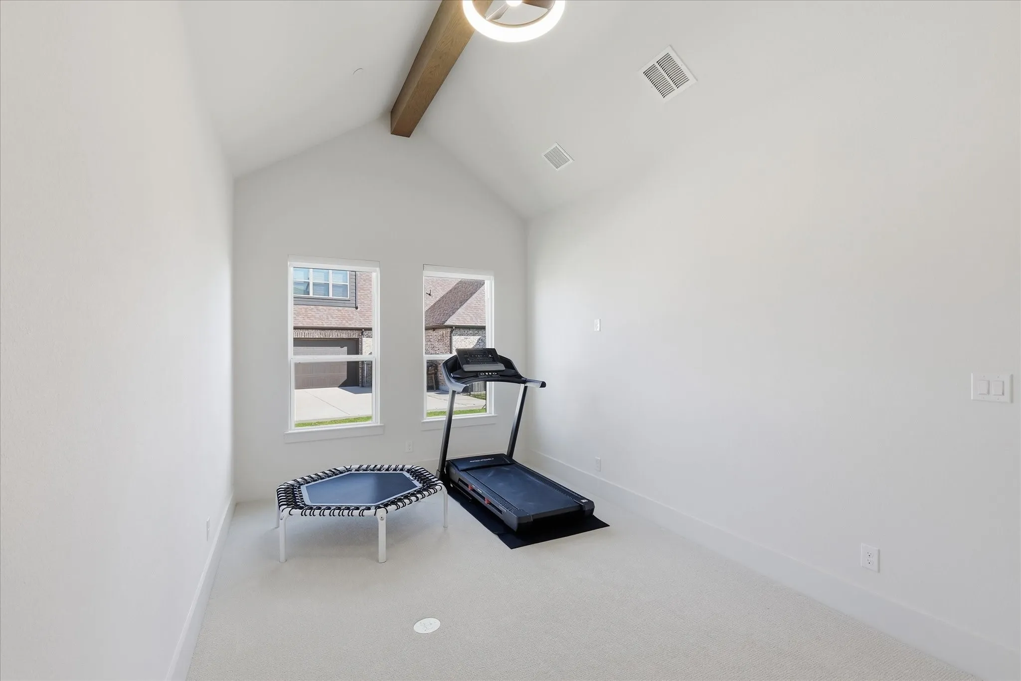 The flex space can accomodate a second office, gym or 5th bedroom and has a built in floor plug.