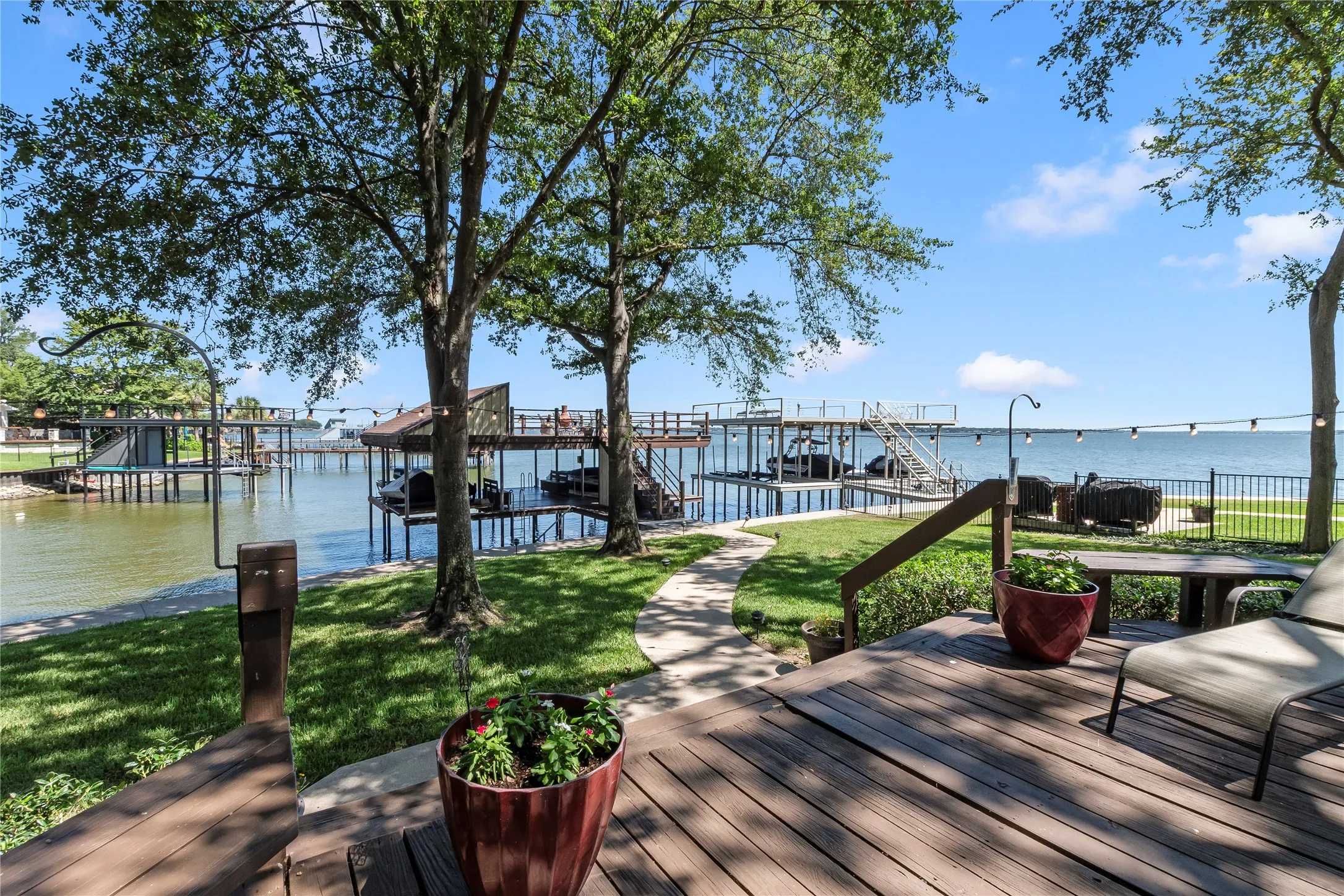 Peaceful open water lake views from the backyard.