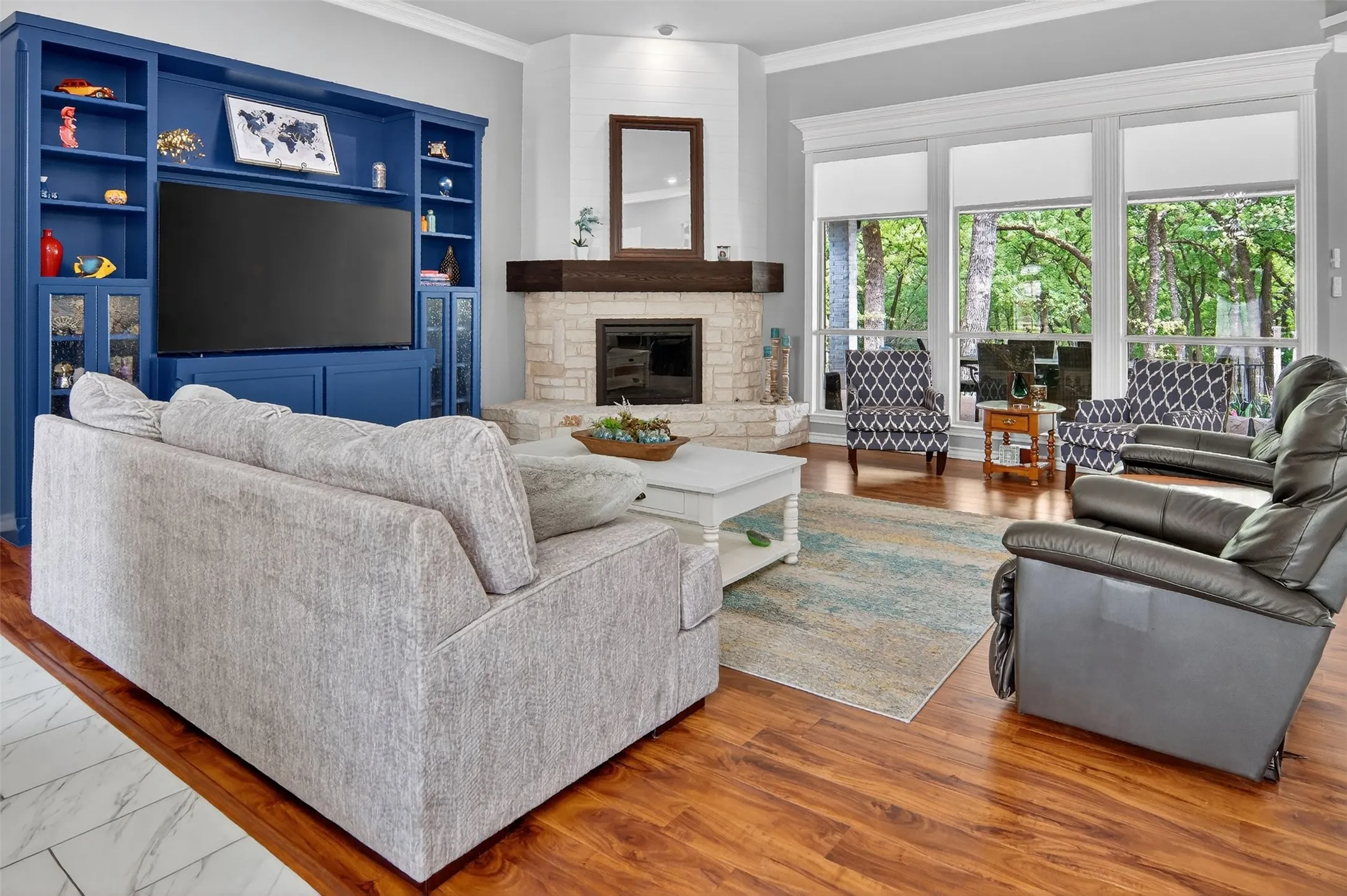 View of family room and beyond from foyer.