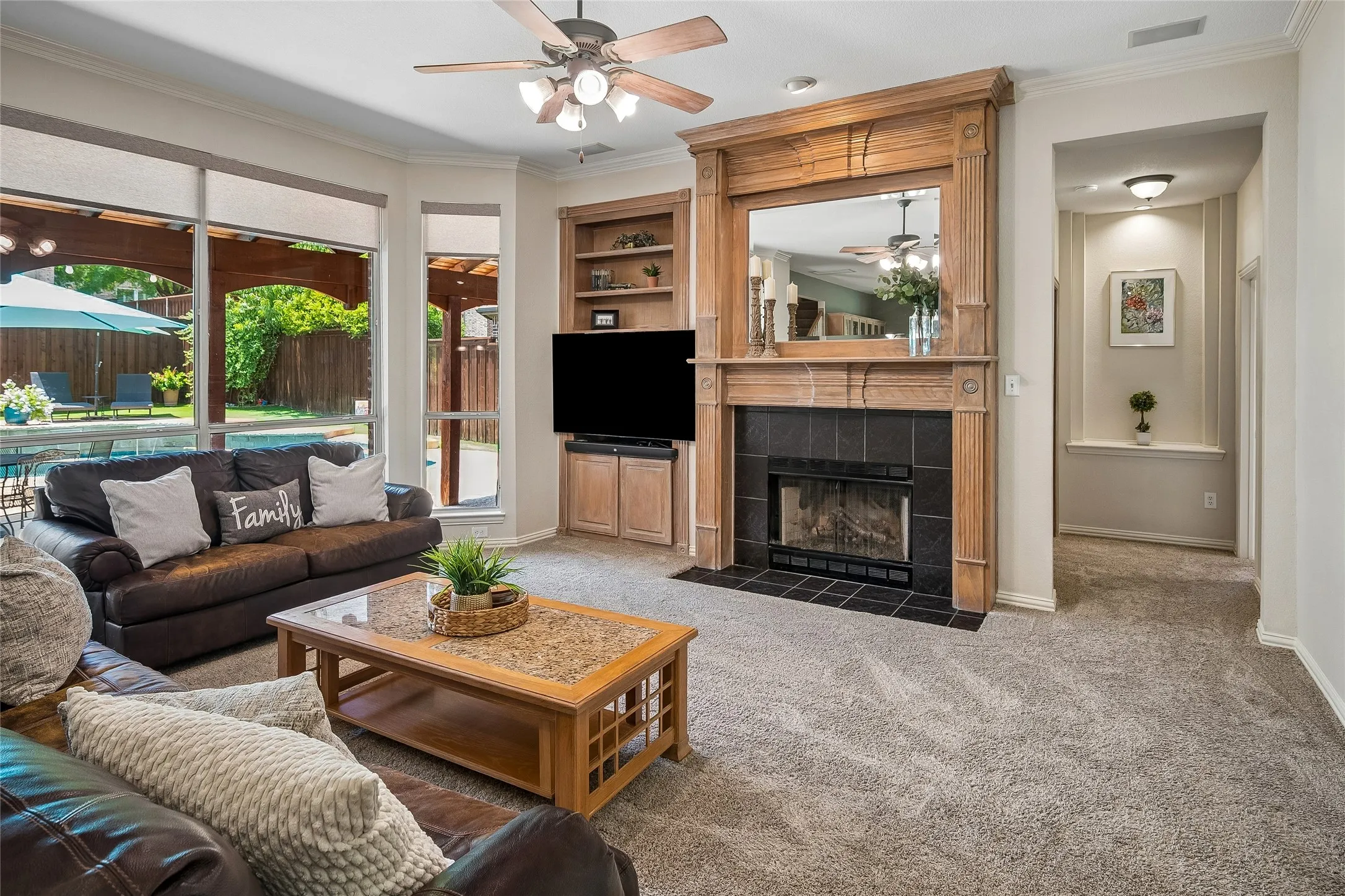 Notice the alcove down the hall from the family room. Perfect for a favorite piece of art.