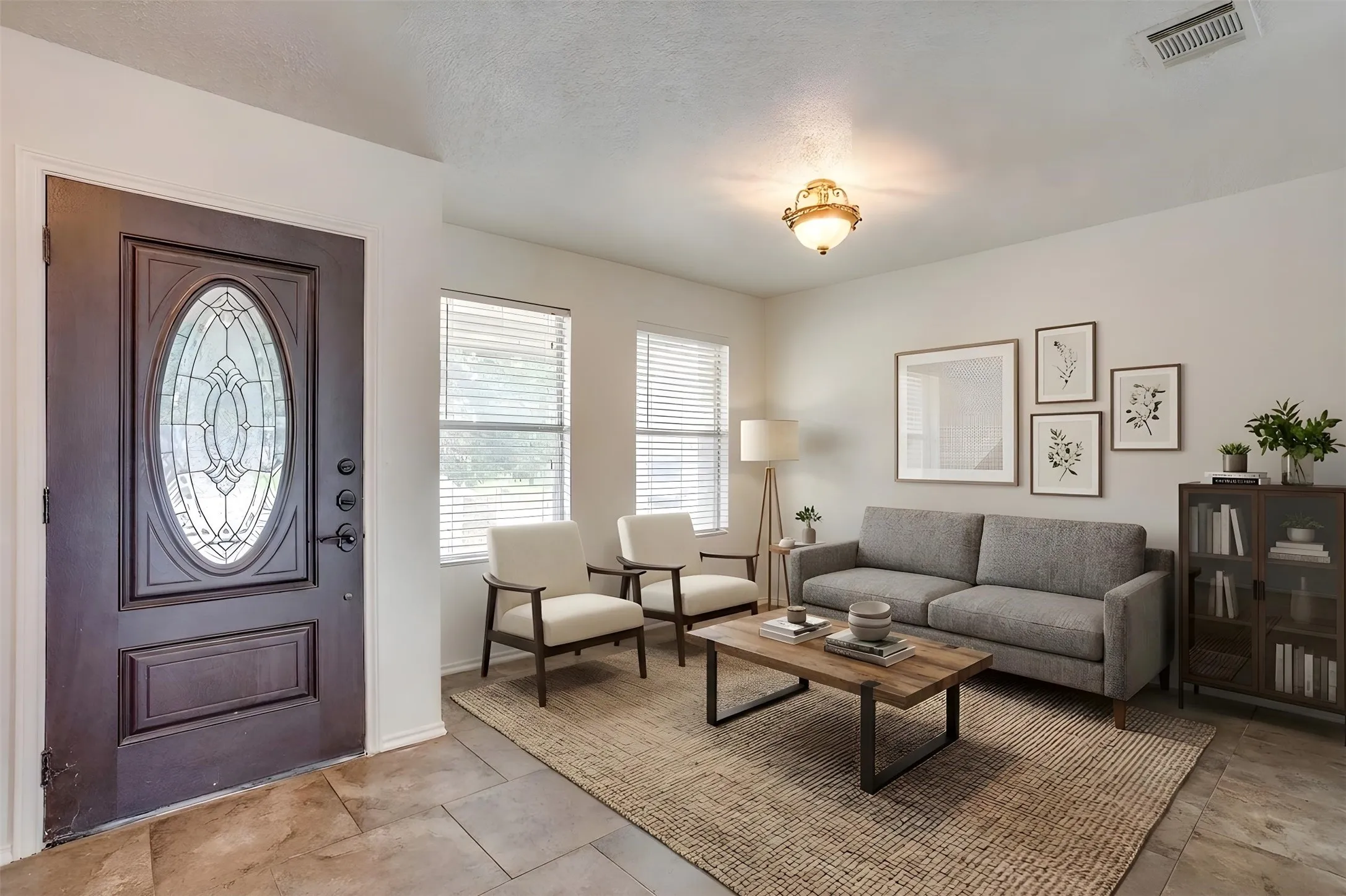 Virtually staged living room