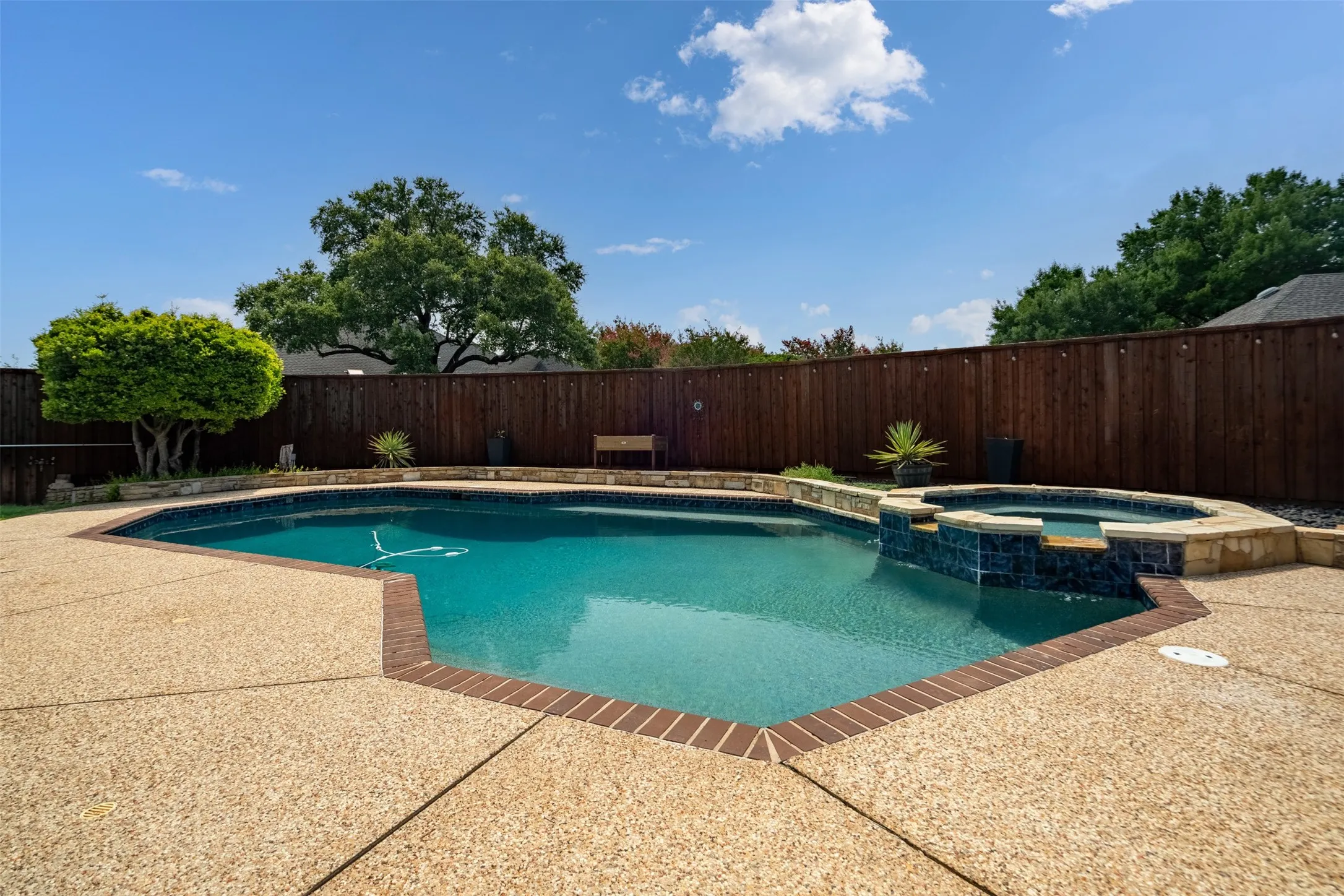 Saltwater pool with hot tub