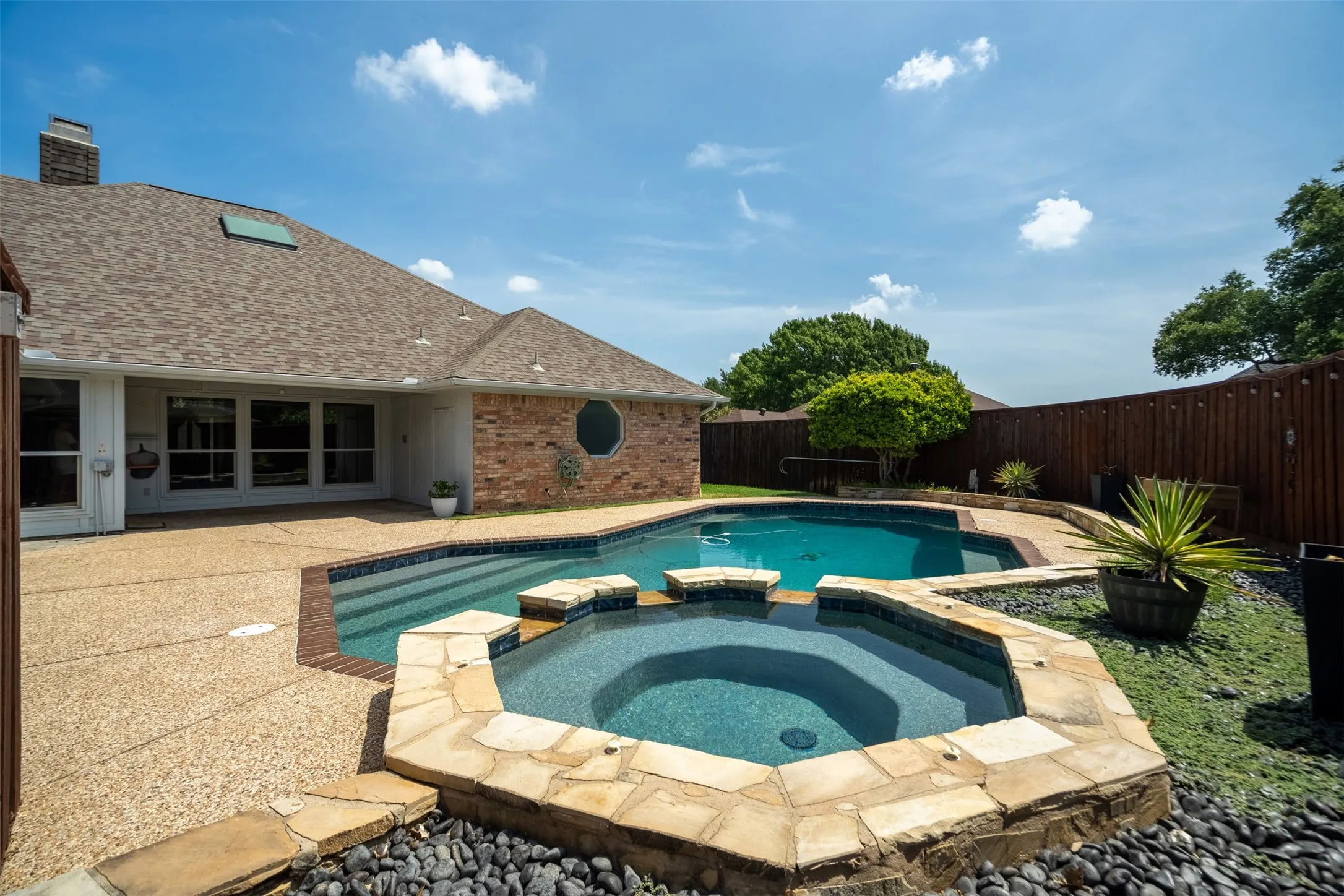 Saltwater pool with hot tub