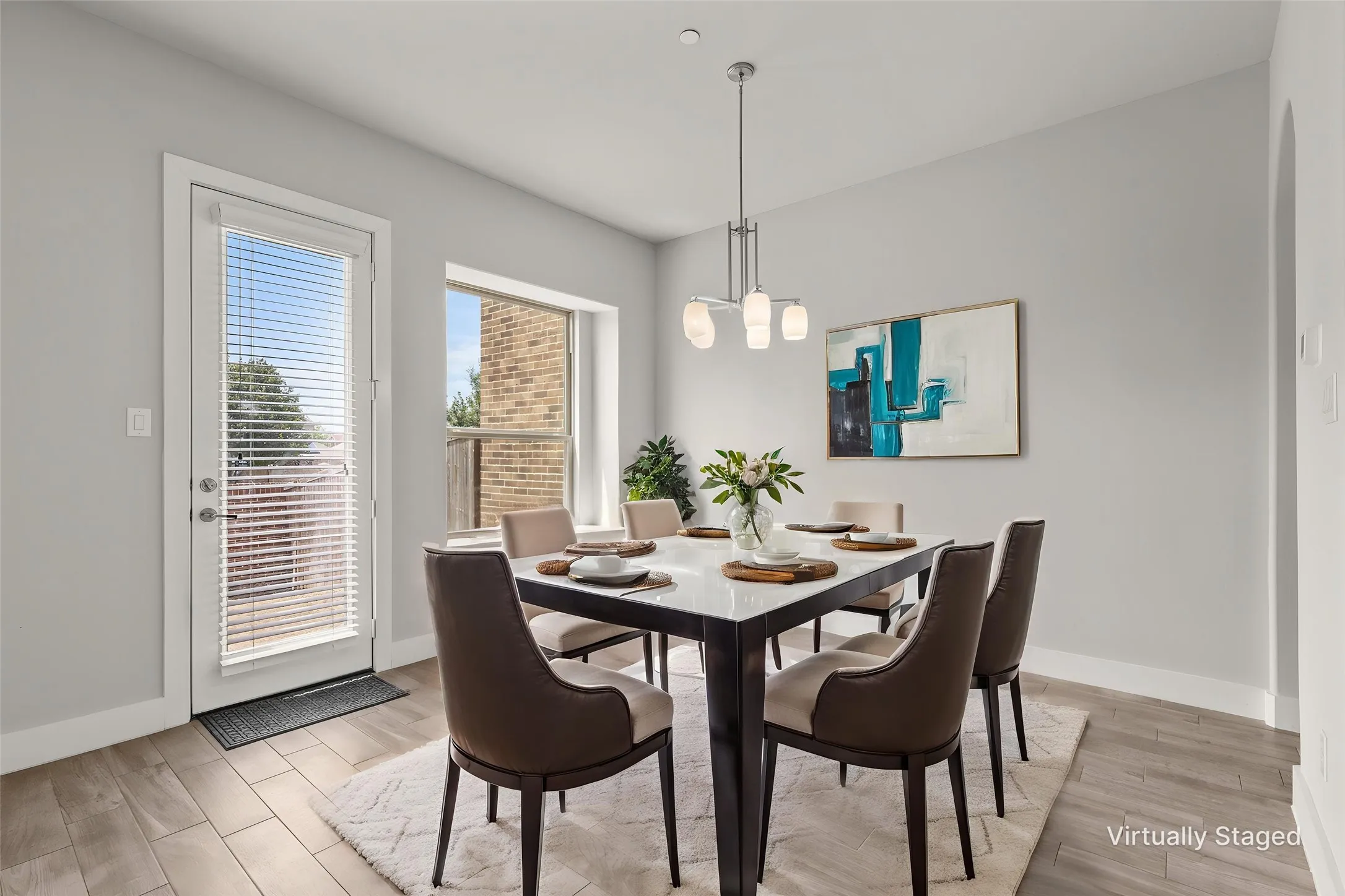 Virtually staged dining area