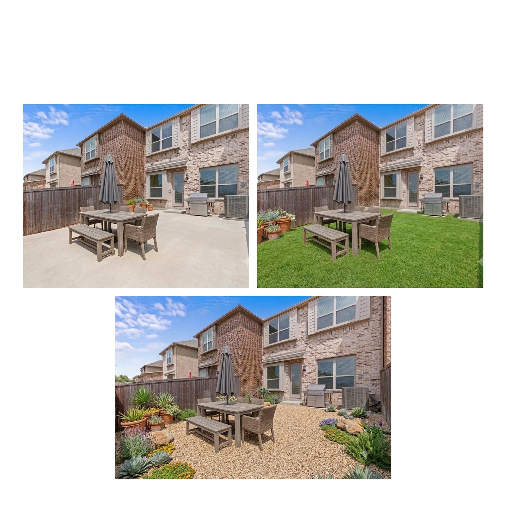 Backyard virtually reimagined with large scale patio, sod or turf, or drought tolerant landscaping - the possibilities are endless!