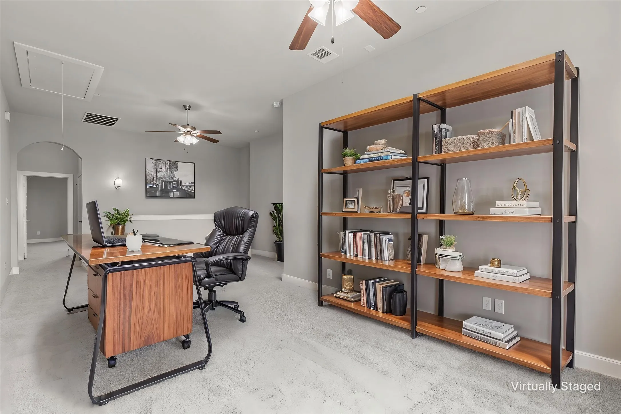 Loft staged as home office