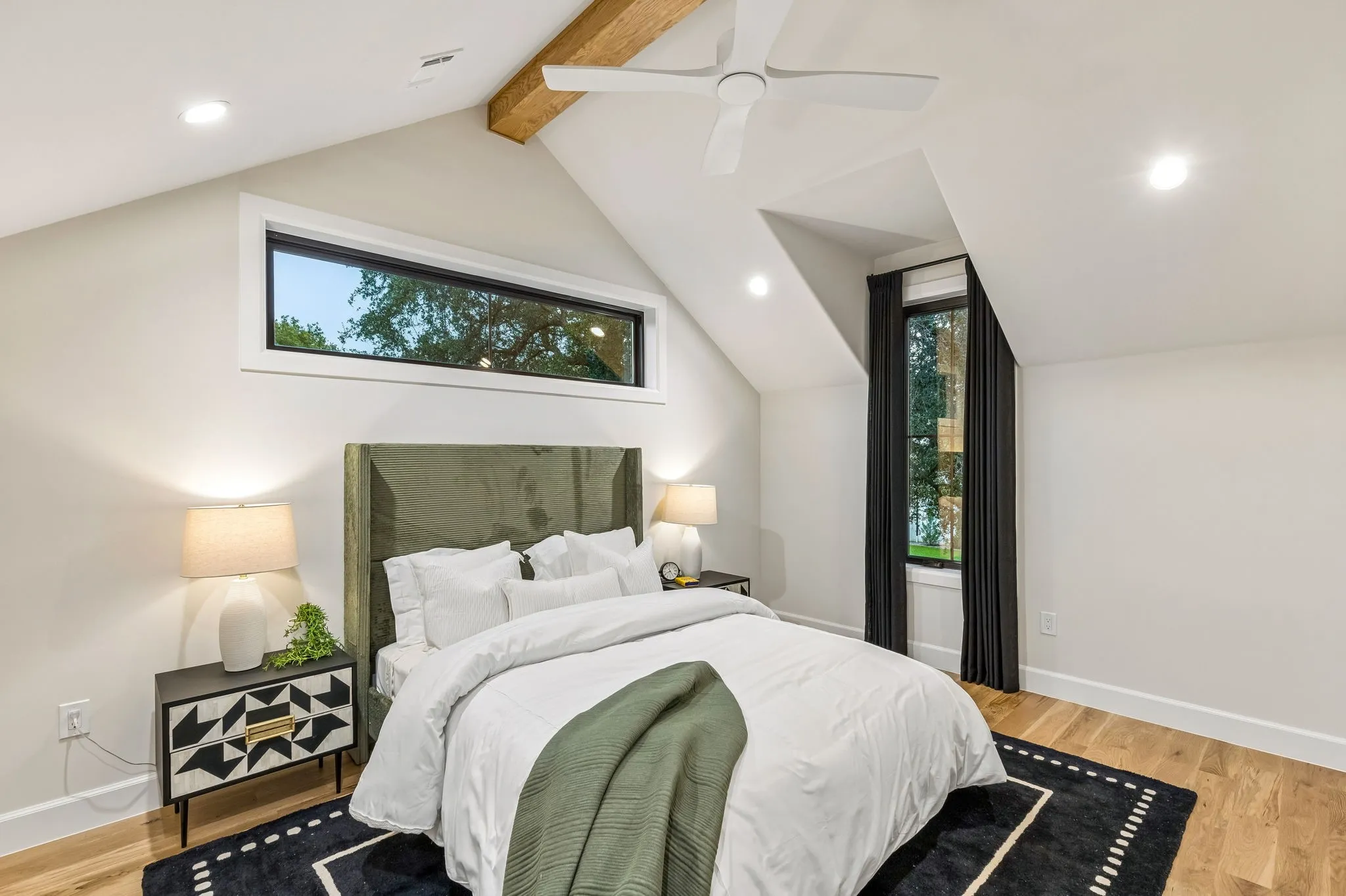 Upstairs bedroom with vaulted ceilings