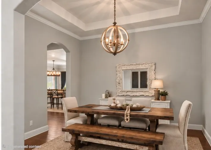 Formal dining room off of the kitchen at 413 Cattle Barron Drive, Rockwall, Tx, Rockwall County, Chisholm Crossing. Virtual staging utilized.