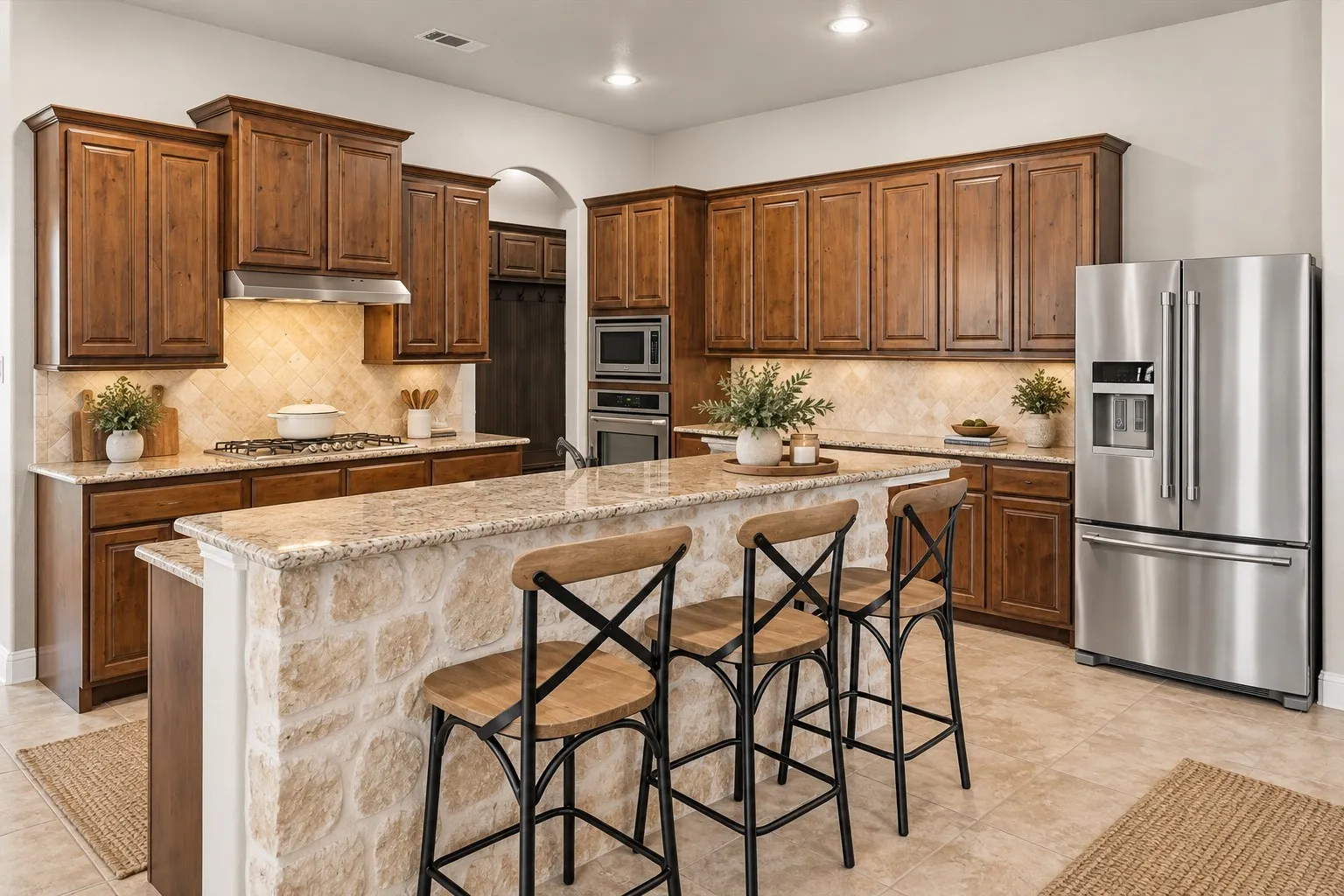 Kitchen at 413 Cattle Barron Drive, Rockwall, Tx, Rockwall County, Chisholm Crossing. Virtual staging utilized.