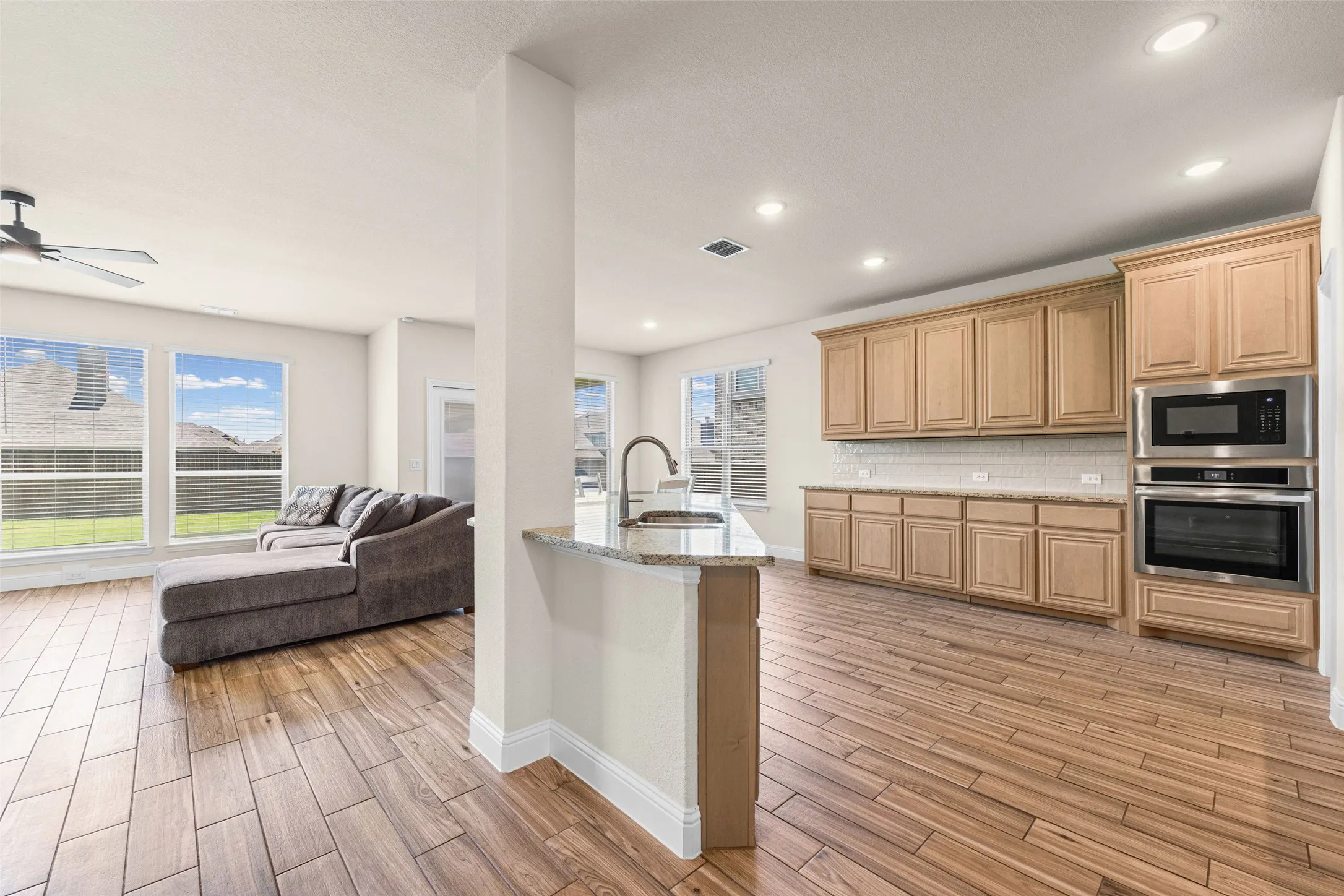 Large kitchen and living room