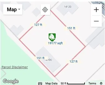 Property Parcel Map. Outlining the boundary dimensions and total area of the property