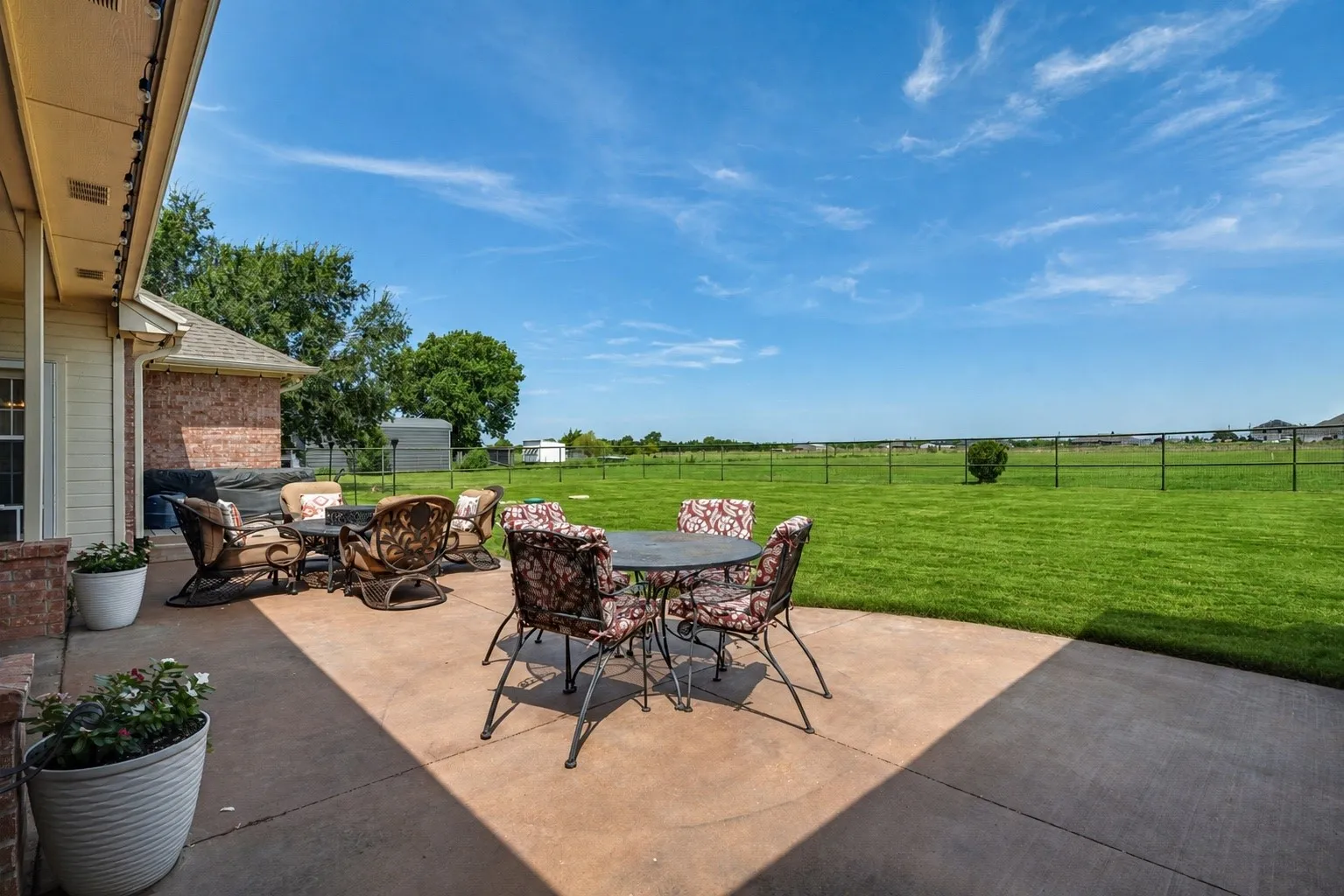 Back patio overlooking the acreage.