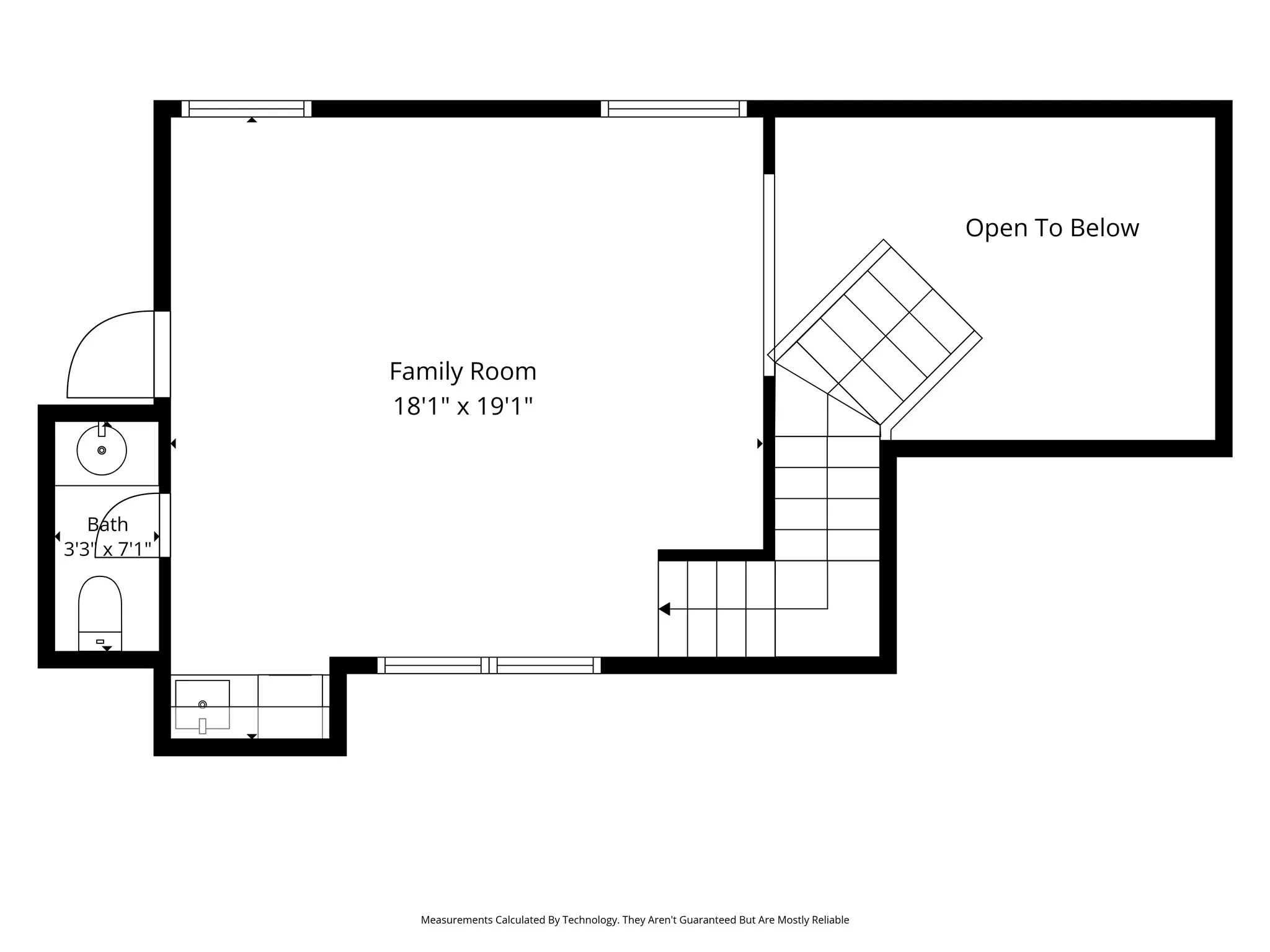 2nd floor. Half bath upstairs for convenience.