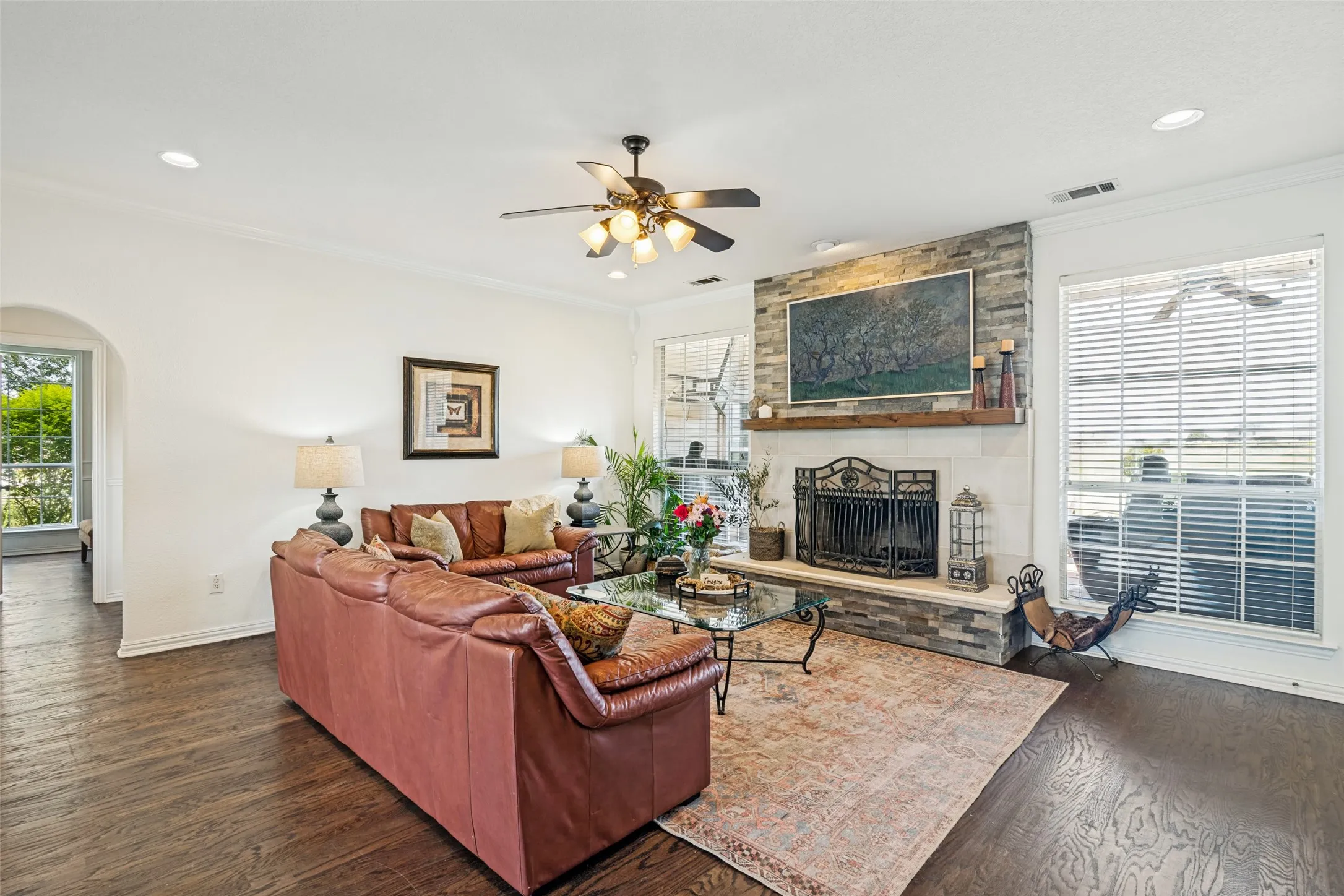 Family room has so much natural light and is right off the kitchen and eat in kitchen area.