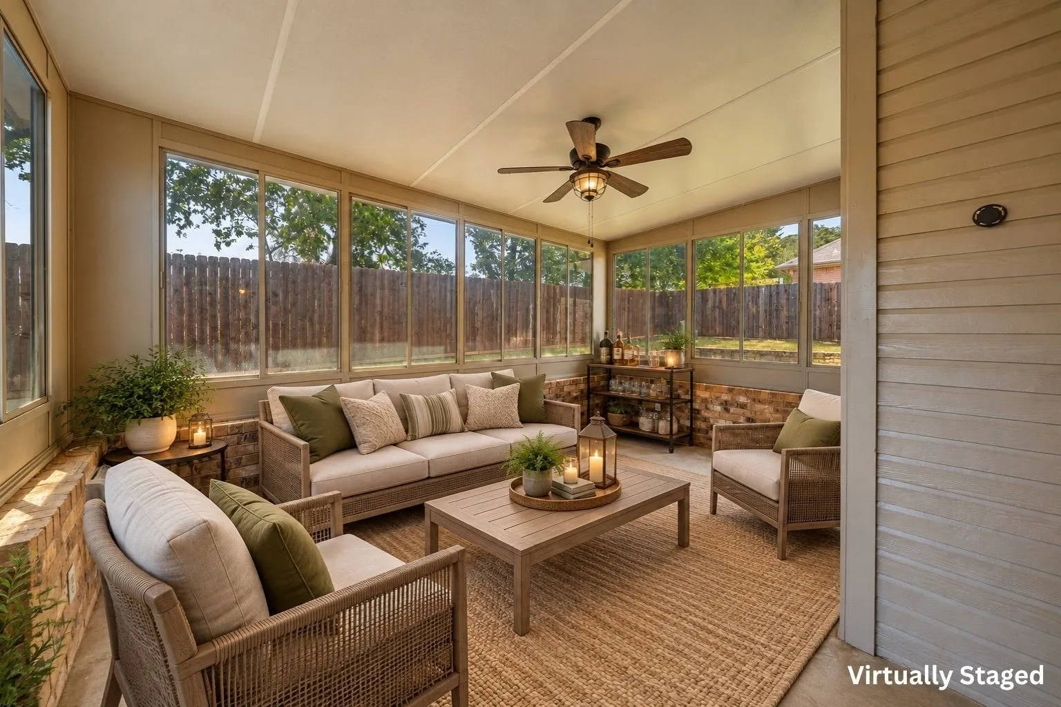 The bonus climate-controlled sunroom creates a perfect escape! Virtually staged.