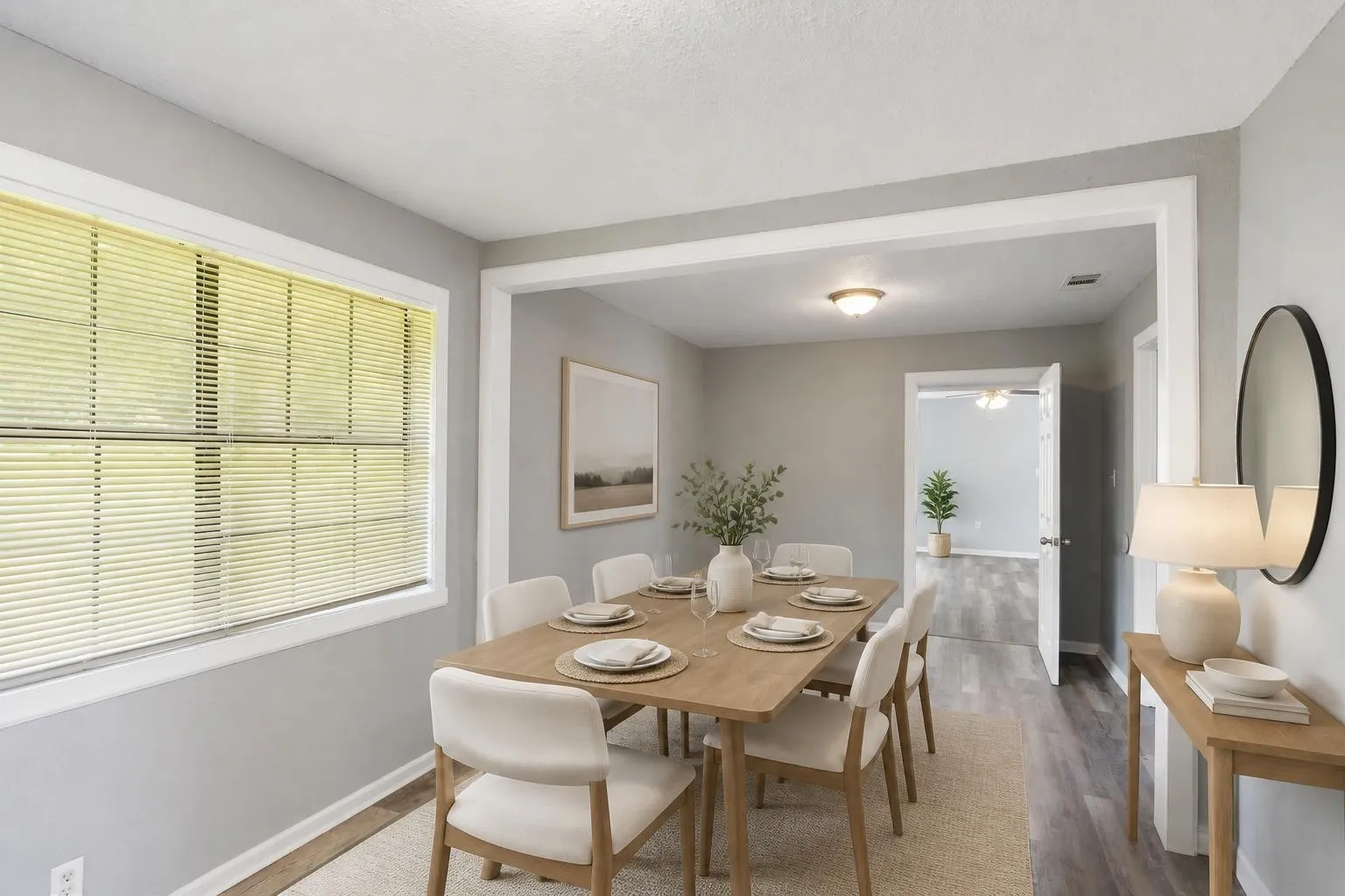 Virtually staged dining area