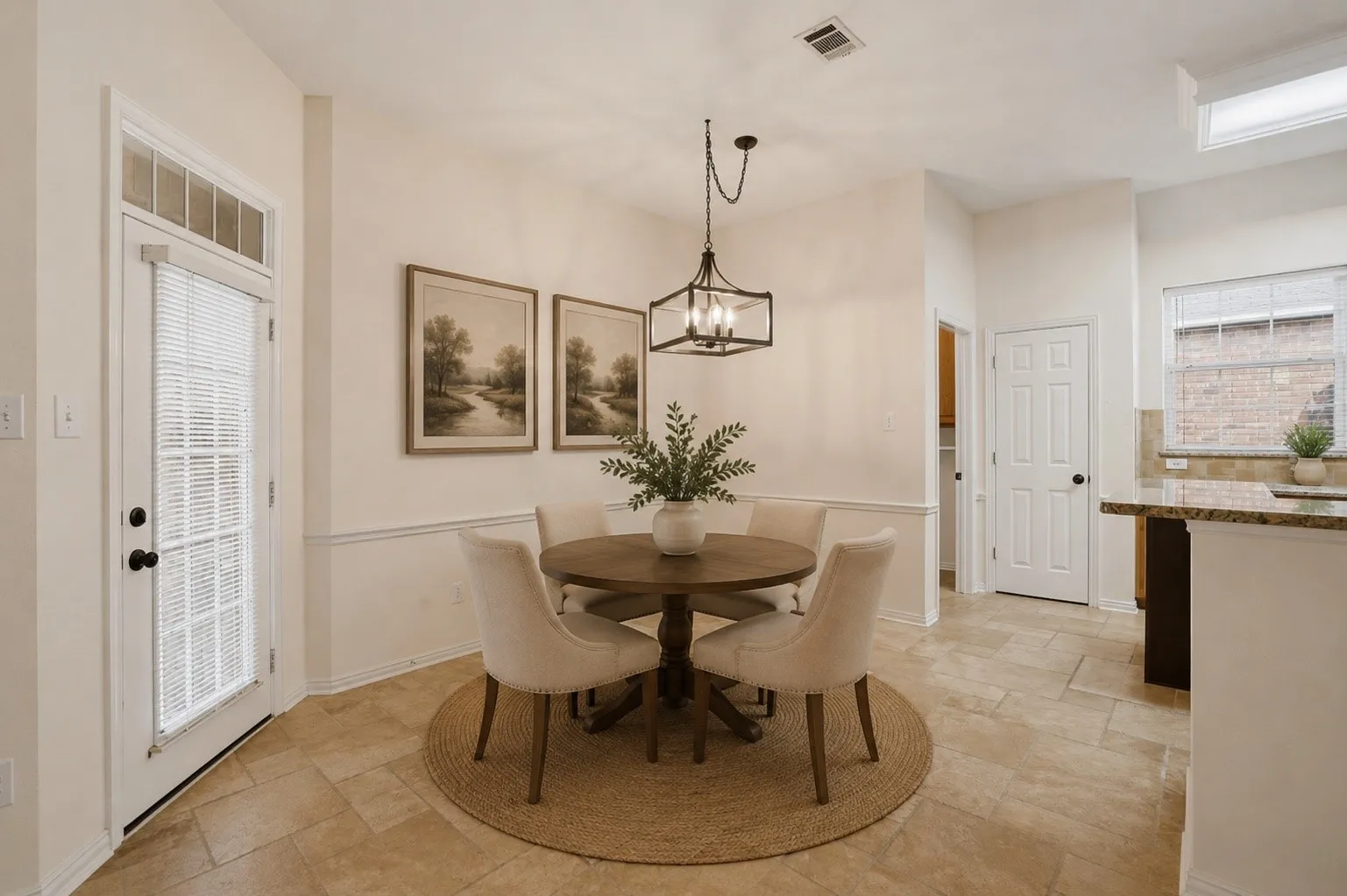 Virtually staged breakfast area off the kitchen