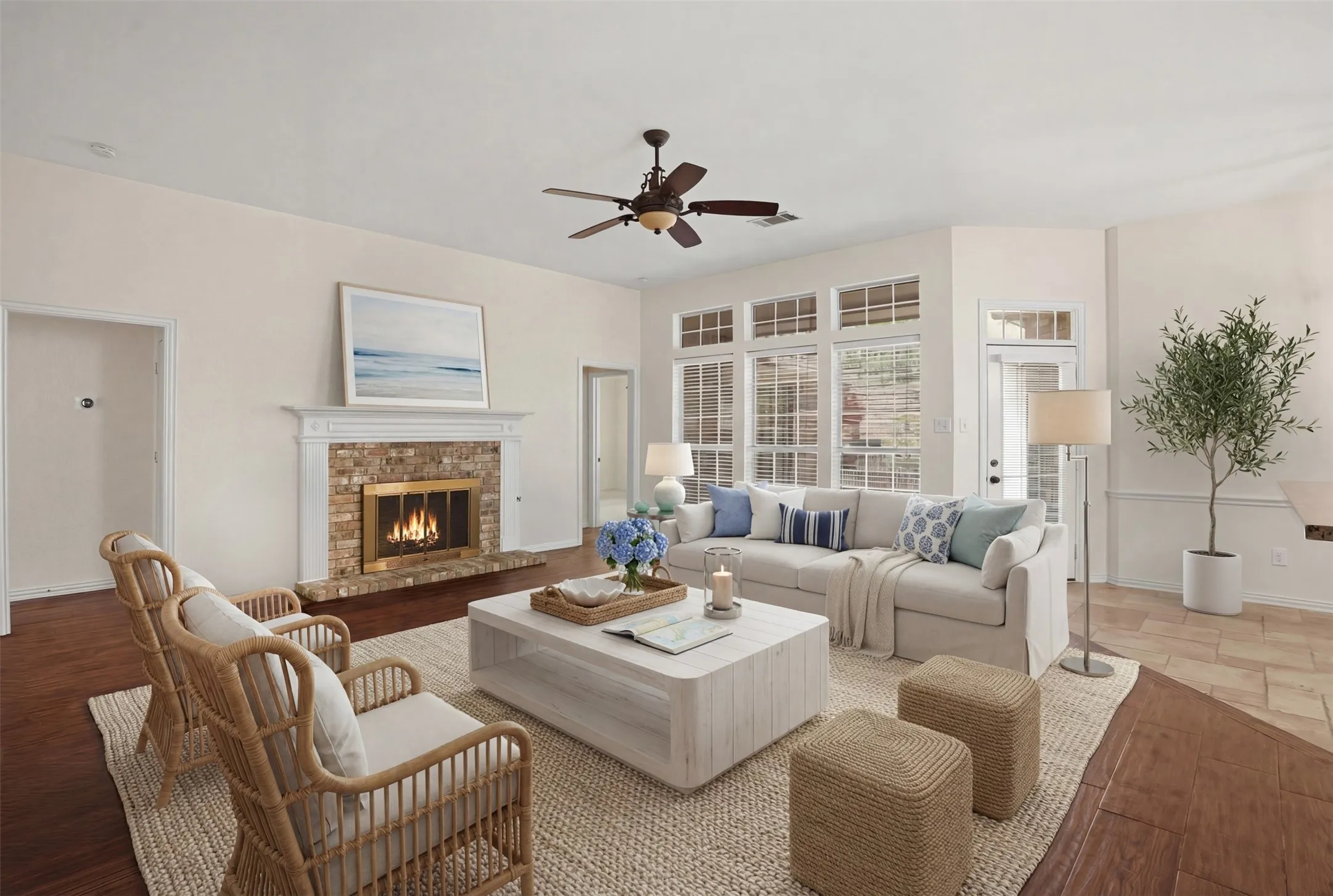 Virtually staged family room