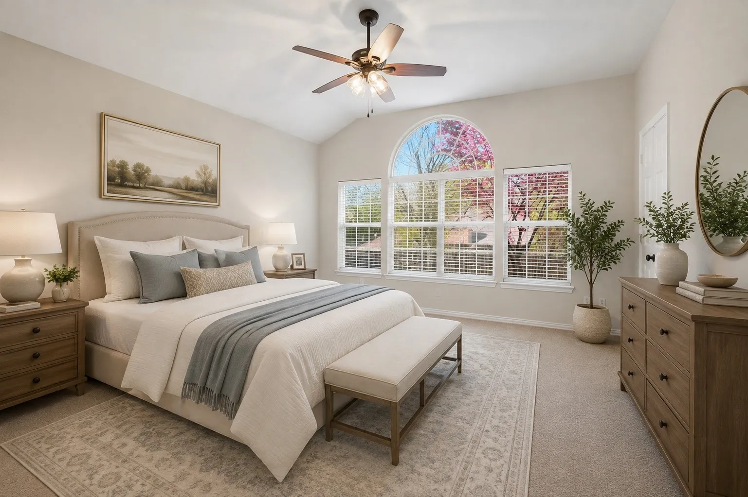 virtually staged primary bedroom