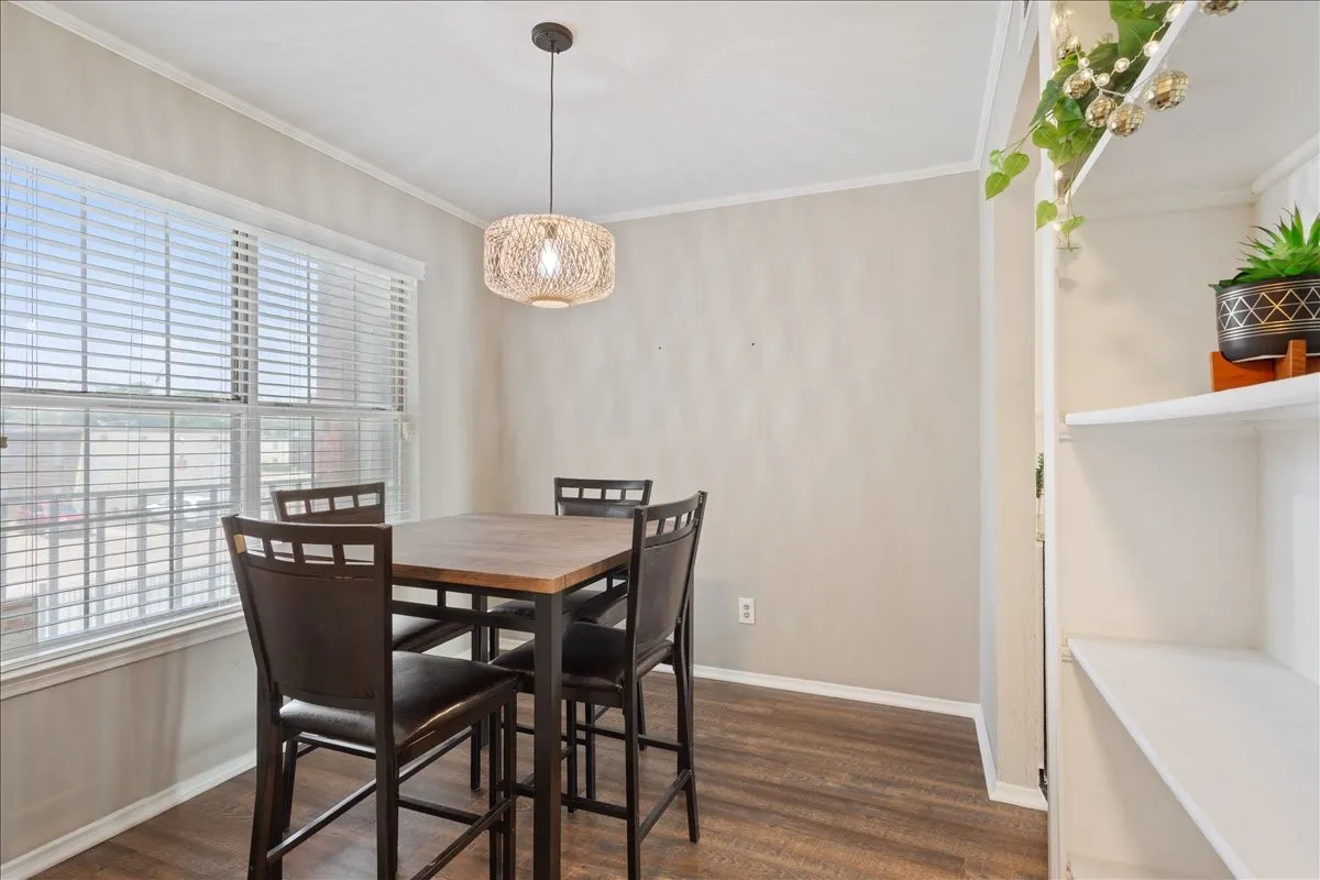 Spacious dining area with room for comfortable seating and easy everyday living.