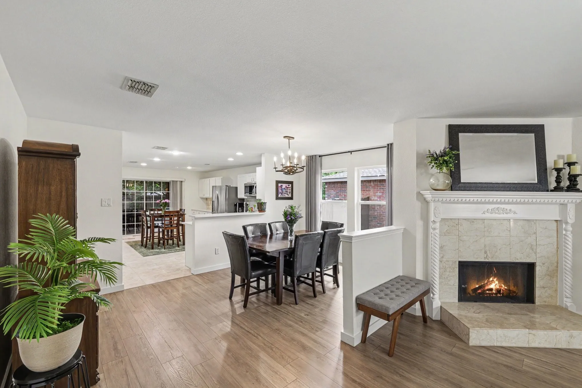 Dining room with chandelier