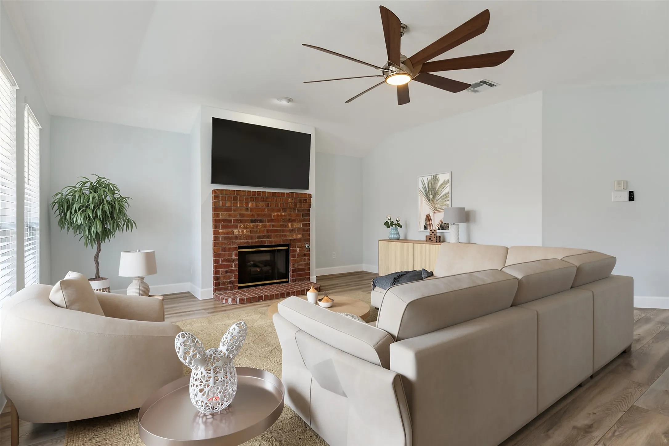 Spacious Living room W/Fireplace