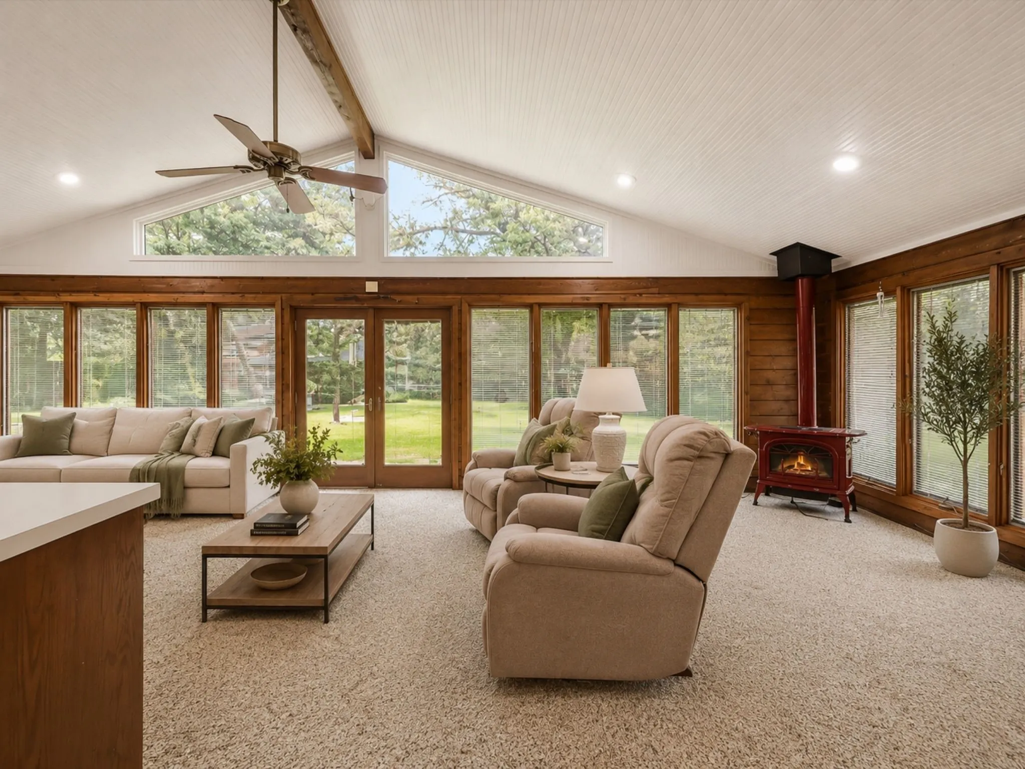 The beauty of this room doesn't require renovation—just thoughtful furnishings and décor allow its architectural character to truly shine.