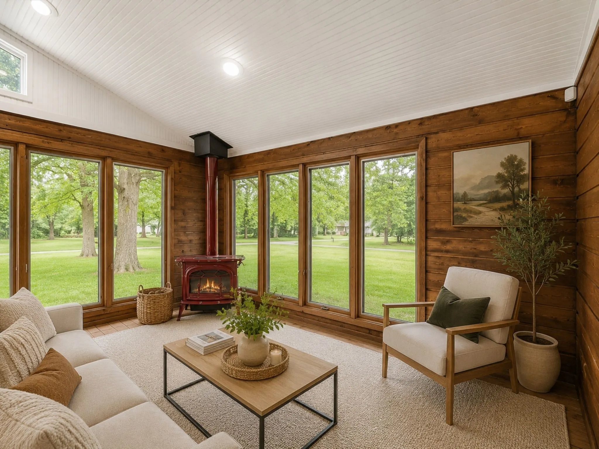 With minimal decorating and furnishings, this incredible room becomes a cozy gathering place you'll never want to leave—the architecture was already doing the hard work.