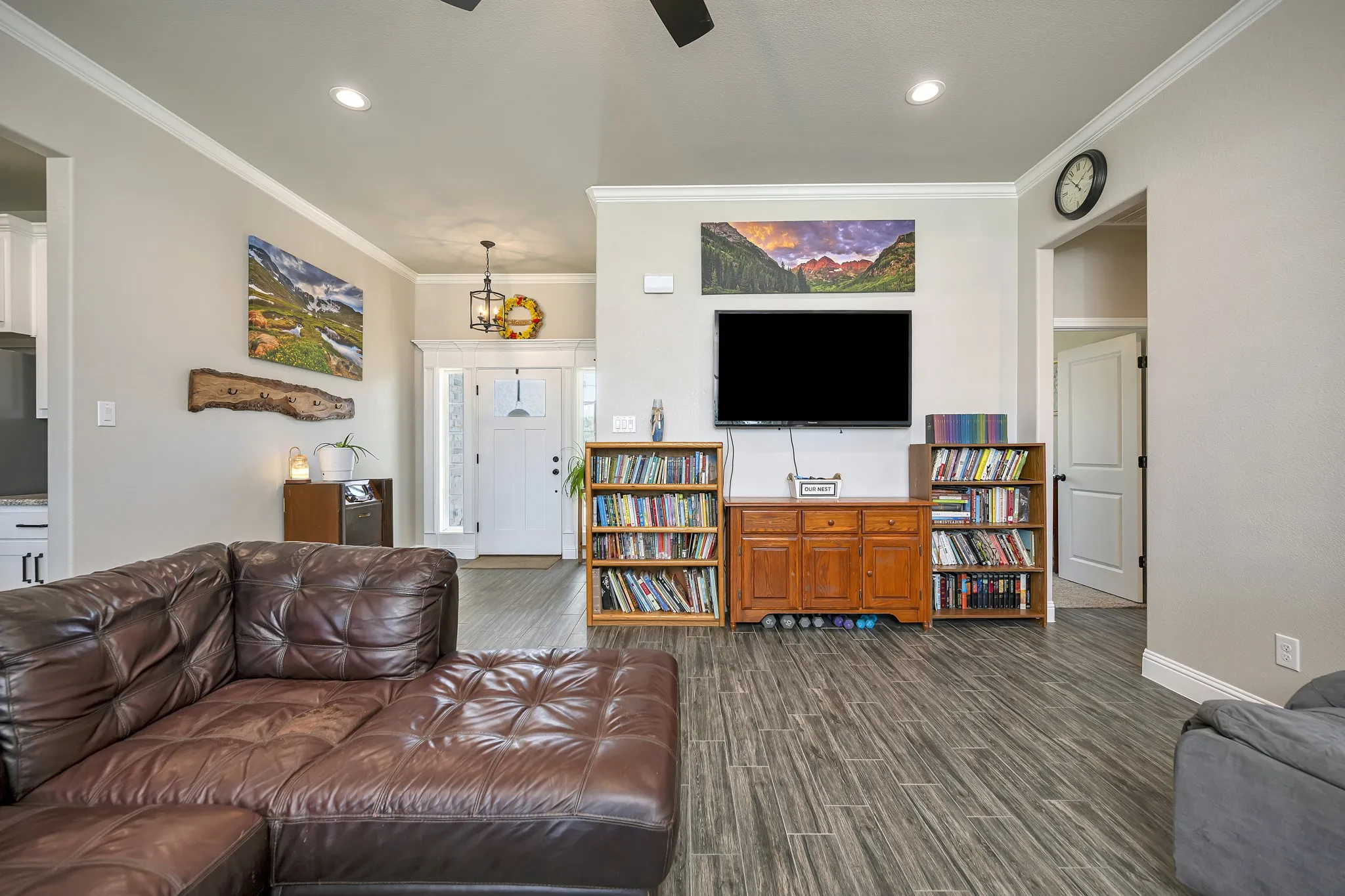 Open floorplan with living connecting to kitchen and dining.