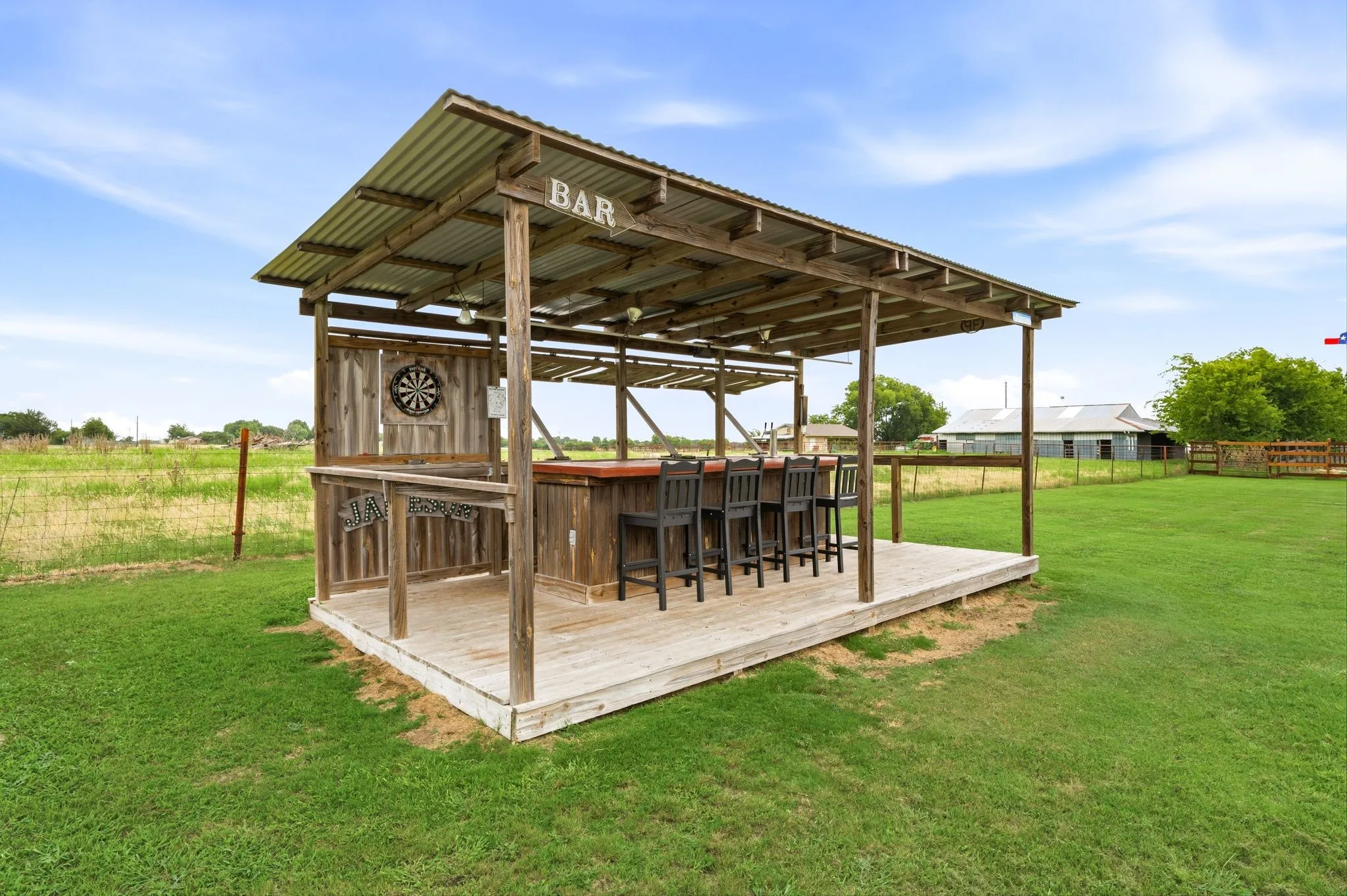 Custom built bar on back of property