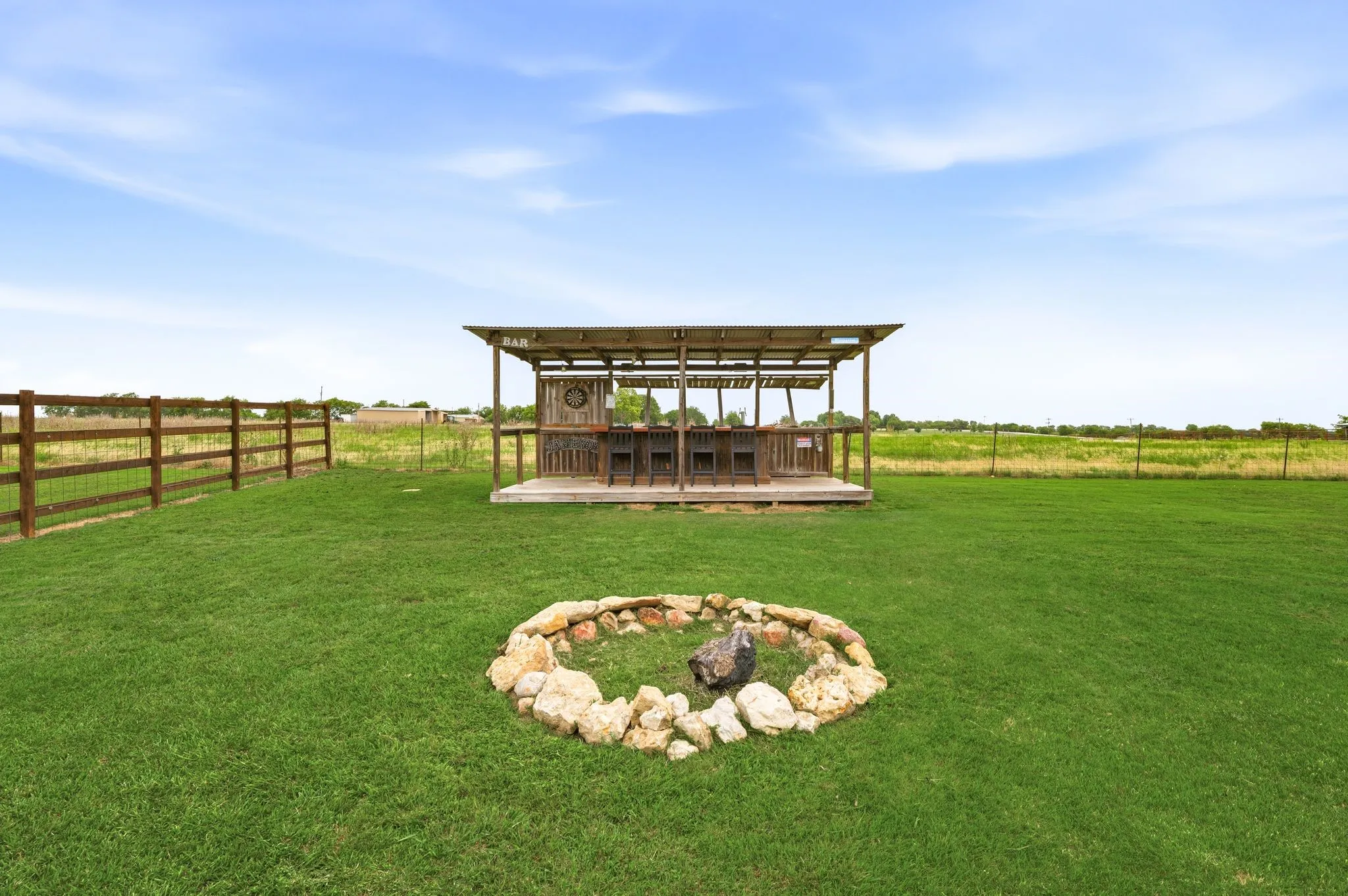 Custom built bar on back of property