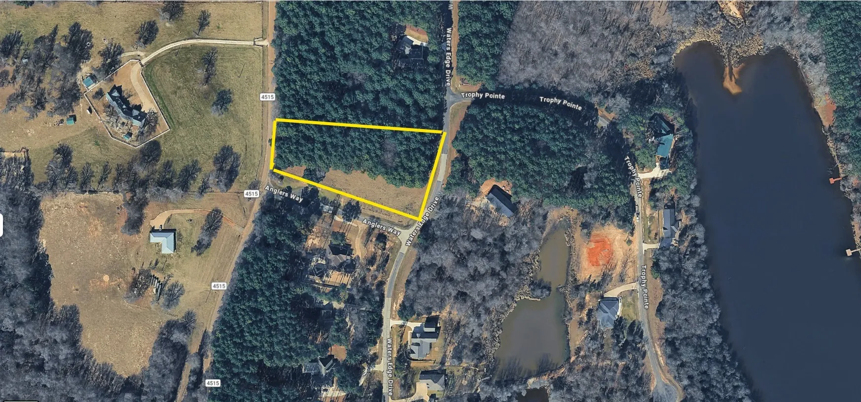 Aerial Parcel Map. Displaying the boundaries of the property and surrounding land features