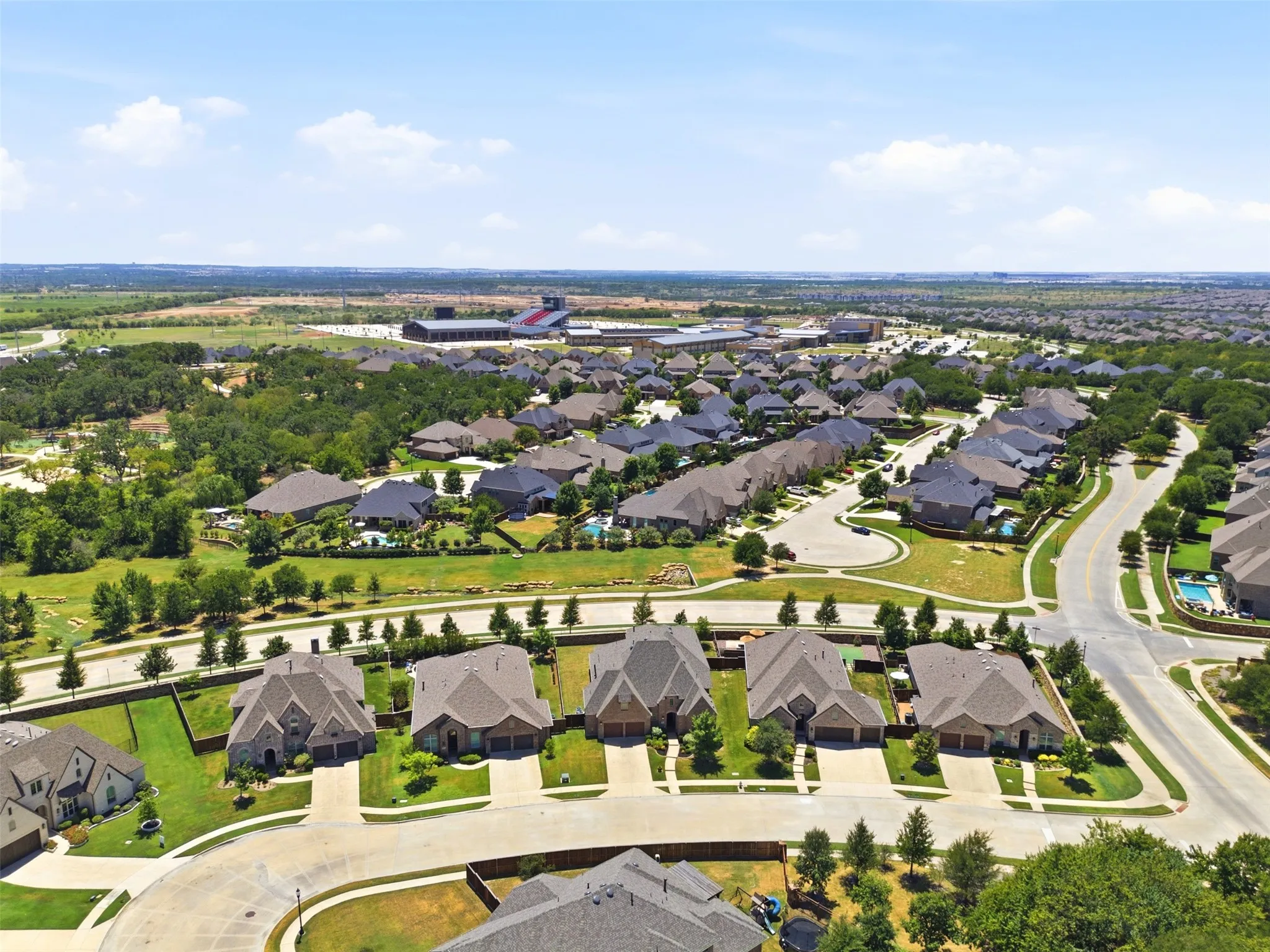 Argyle high school is at the top of the photo near the horizon.