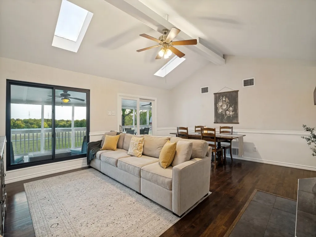 Amazing outdoor views through the recently added black frame Andersen windows.