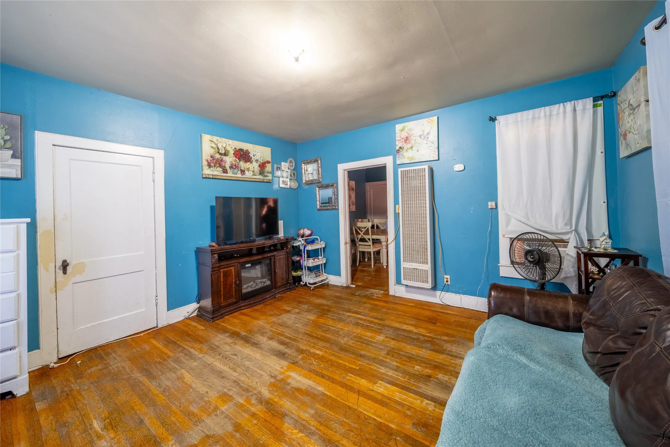 921 Sunset. The living room is located at the front of the home. This picture was taken from the front door entrance.