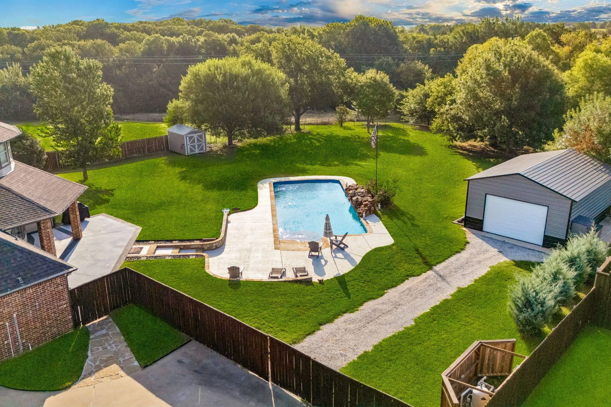 Backyard and workshop.