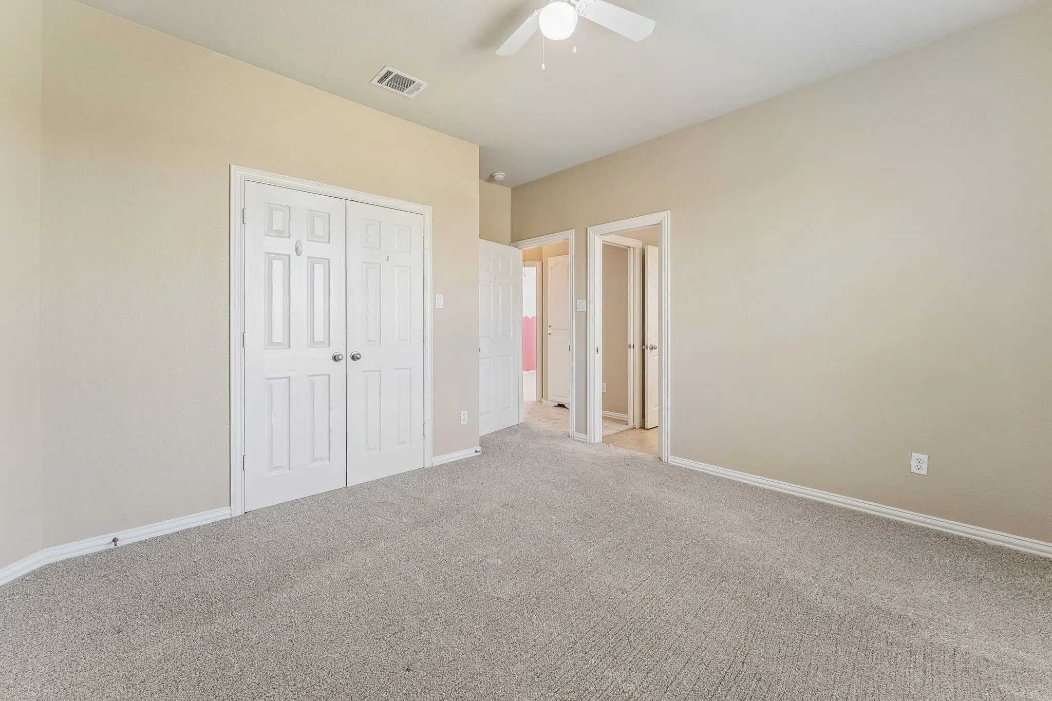 Guest bedroom with jack and jill bath.