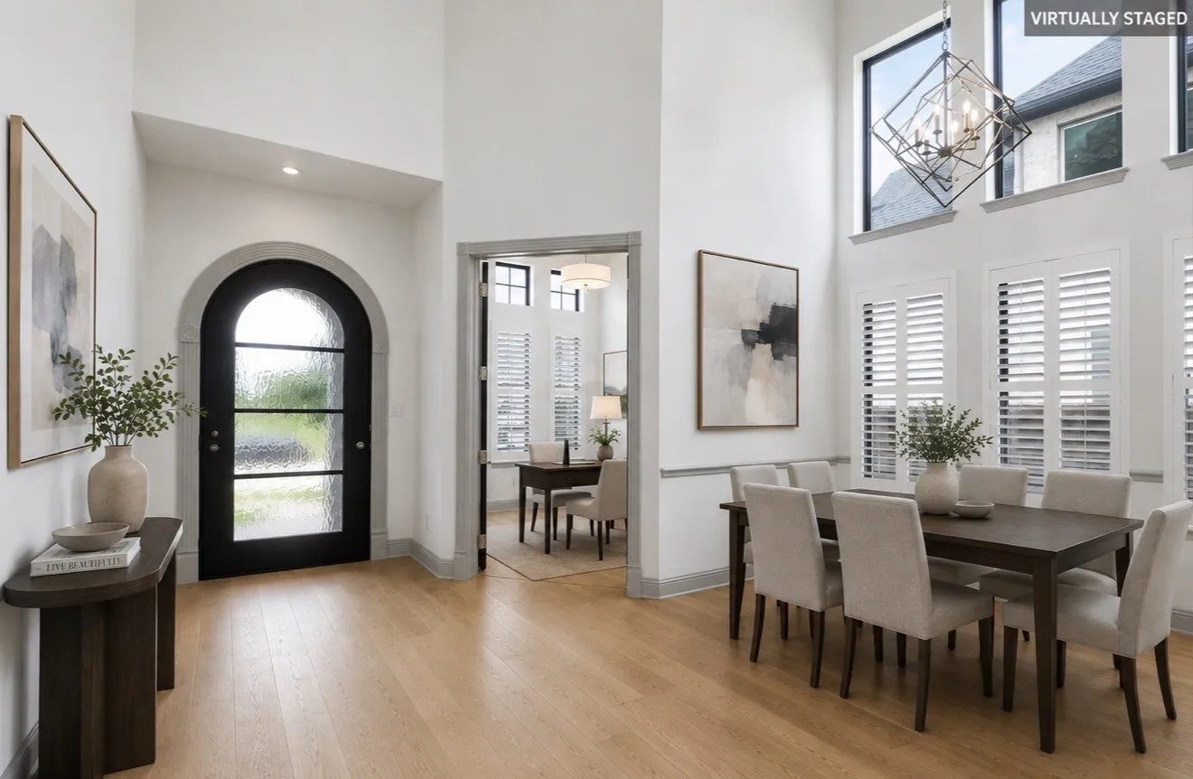 Virtually Staged formal dining area with butler pantry