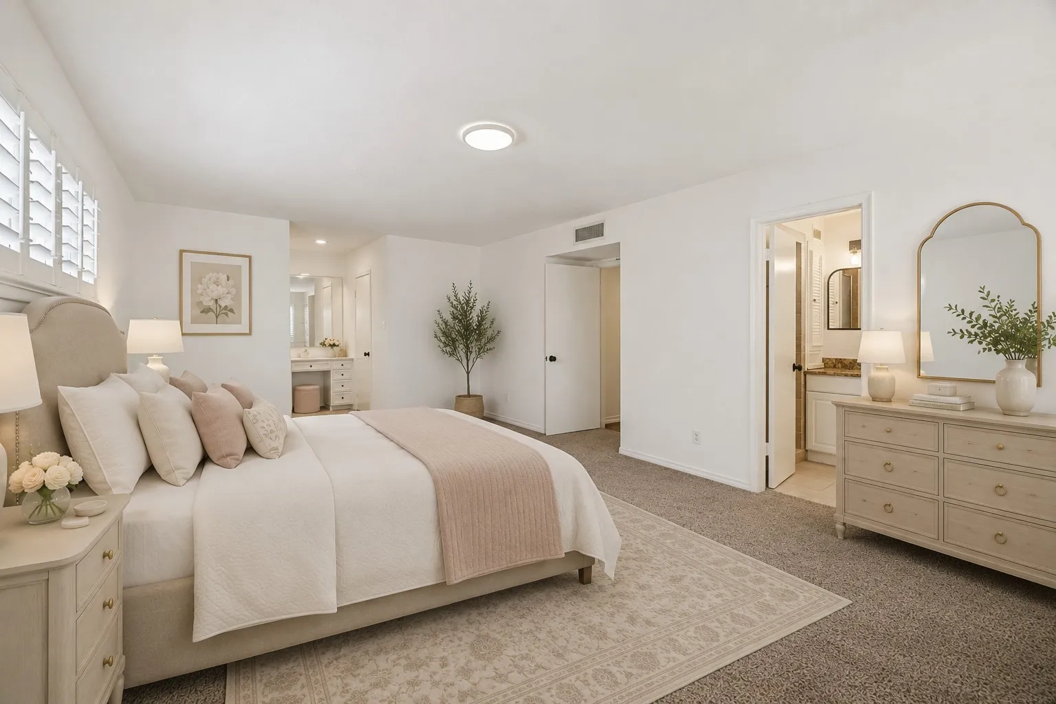 Virtually decorated Primary bedroom