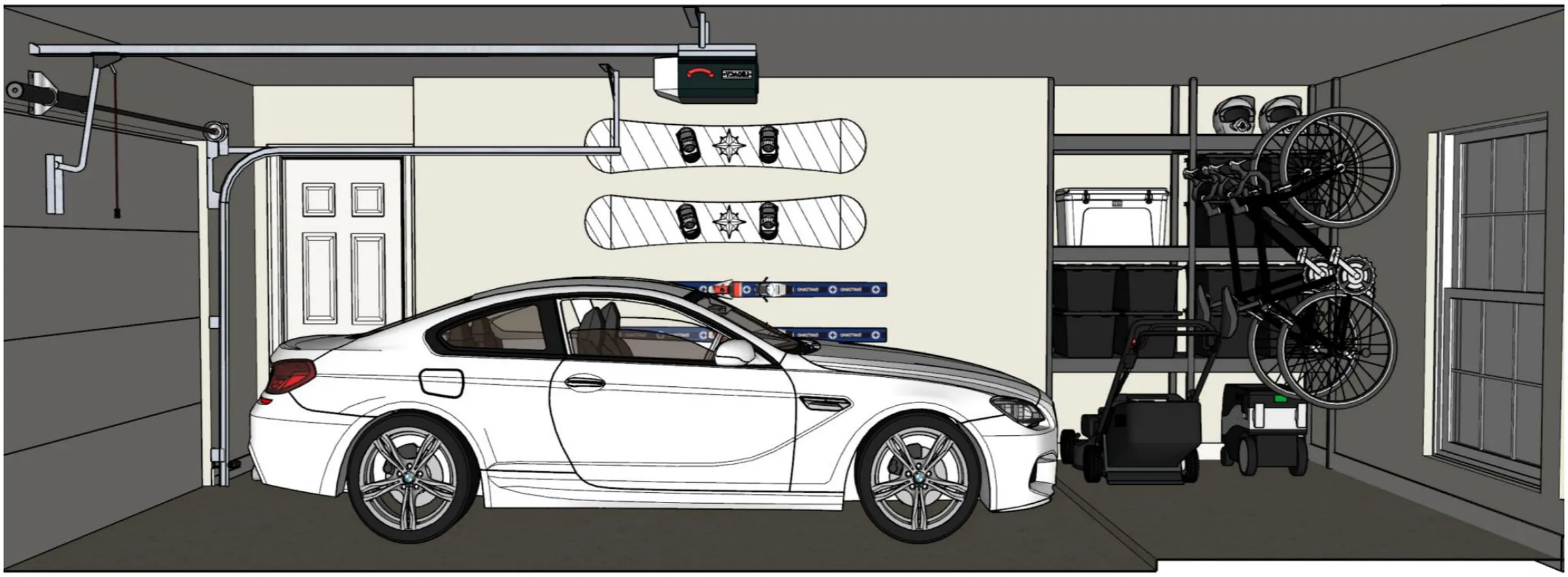 Virtual Image. Room for two vehicles and additional storage.